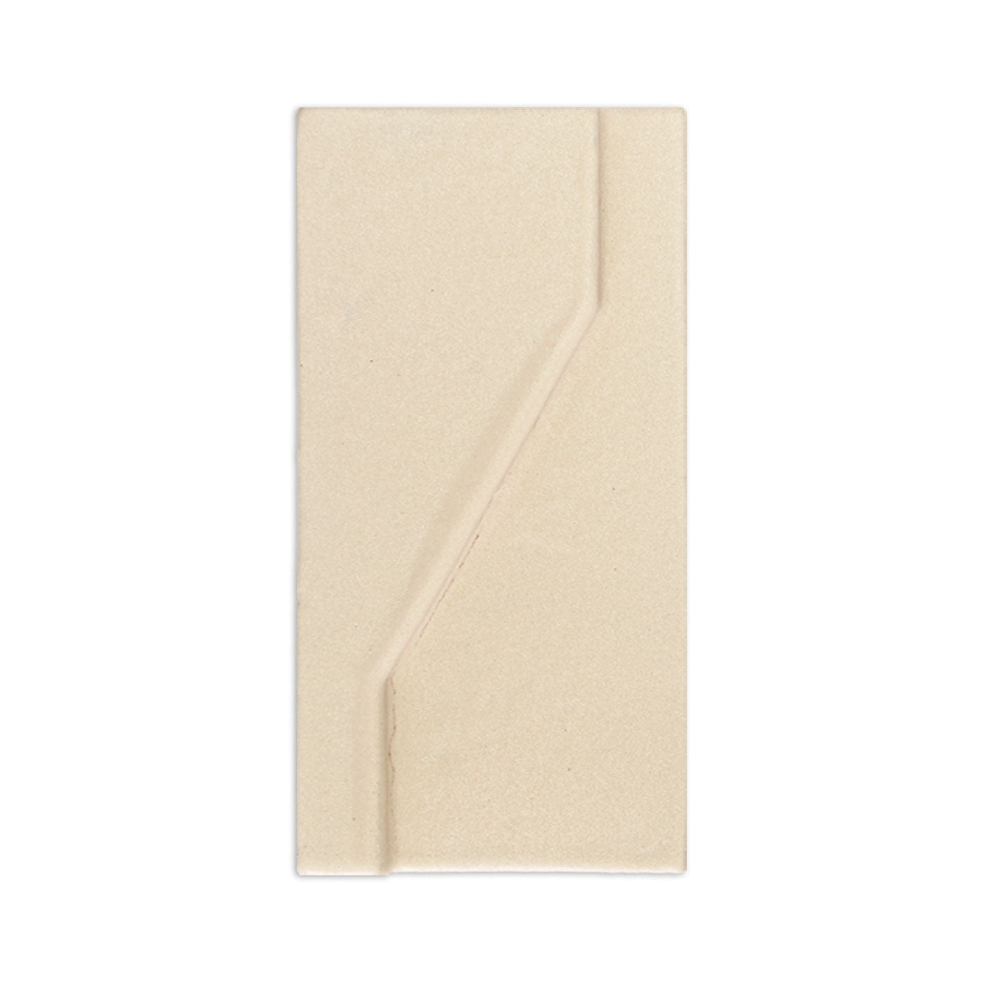 Templo Twig shape clay tile by Clay Imports in light beige with an embossed diagonal line design.