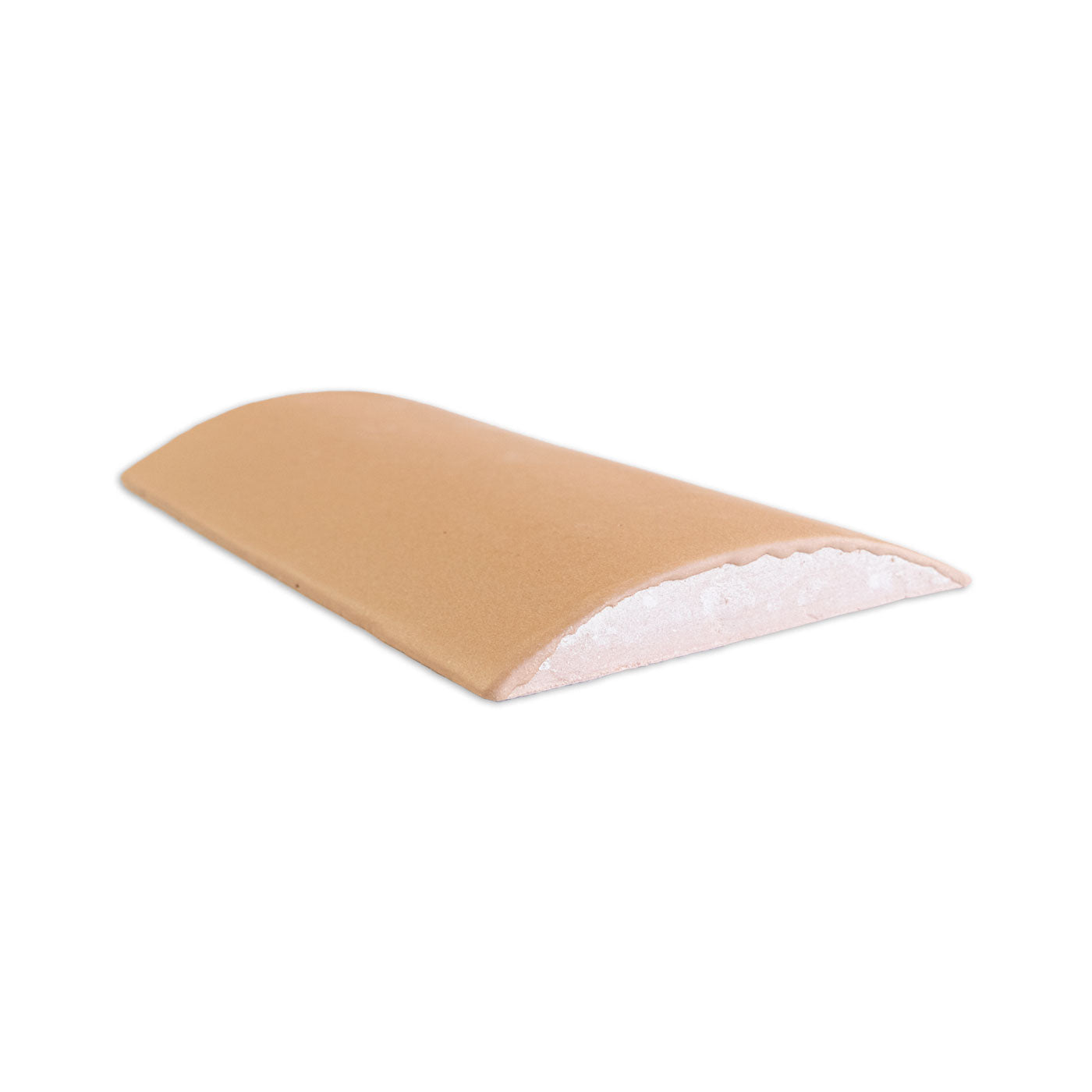Tan Tope Tequila shaped clay by Clay Imports, with a half-round profile and rough underside.