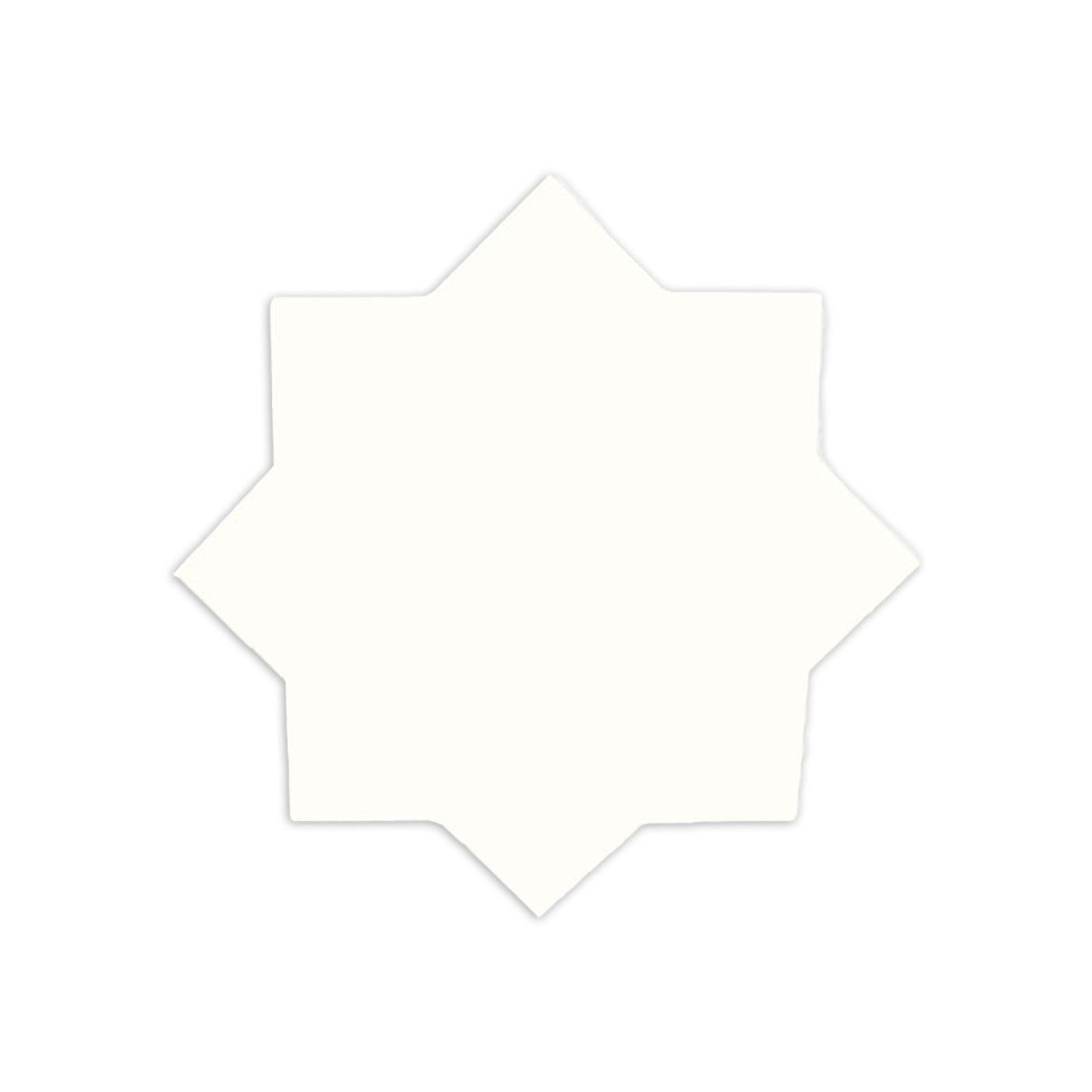 Off-white 8-pointed star tile by Clay Imports with a subtle drop shadow and slightly textured finish.