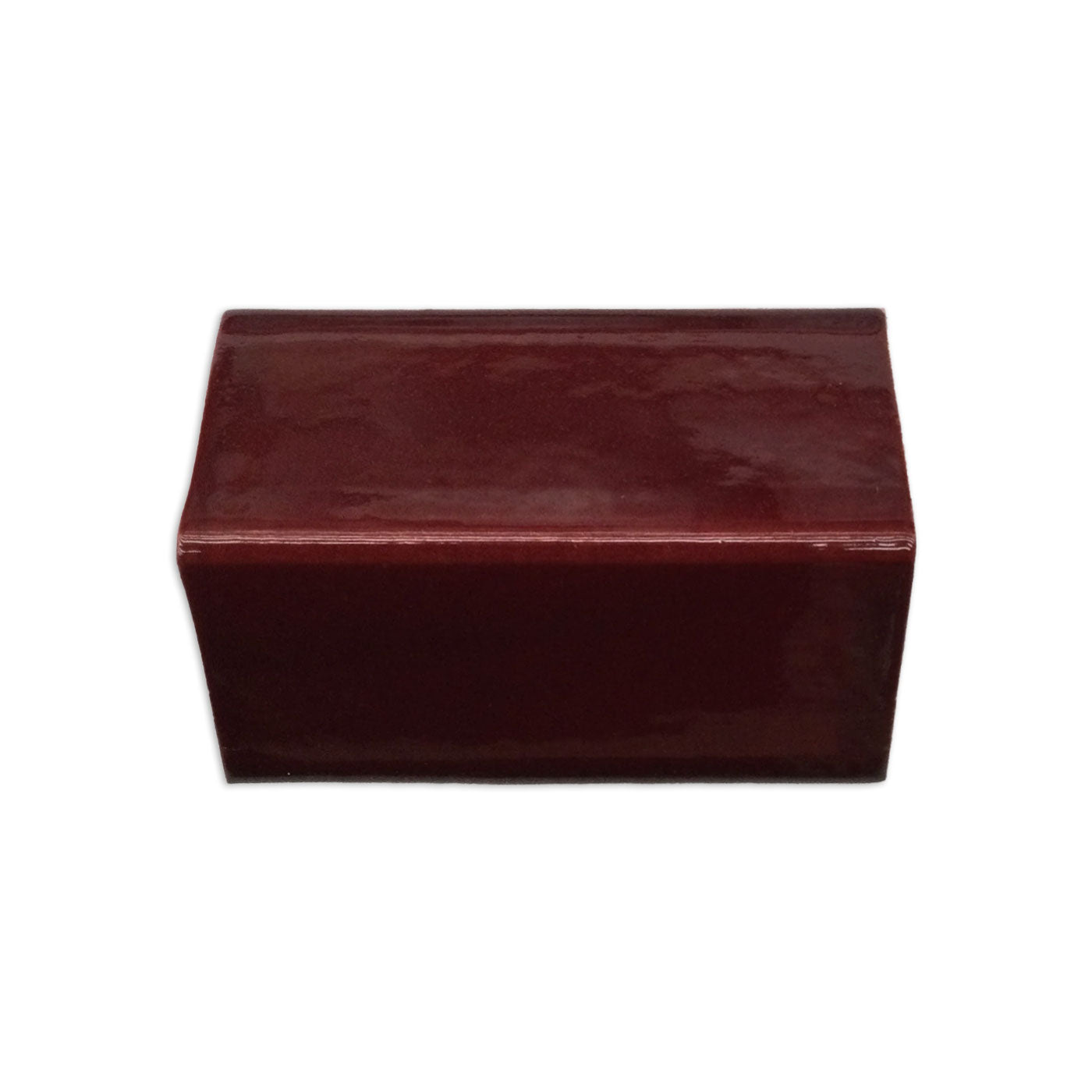 Oxblood V Cap Solid Tile Trim by Clay Imports, a glossy deep maroon rectangular piece.