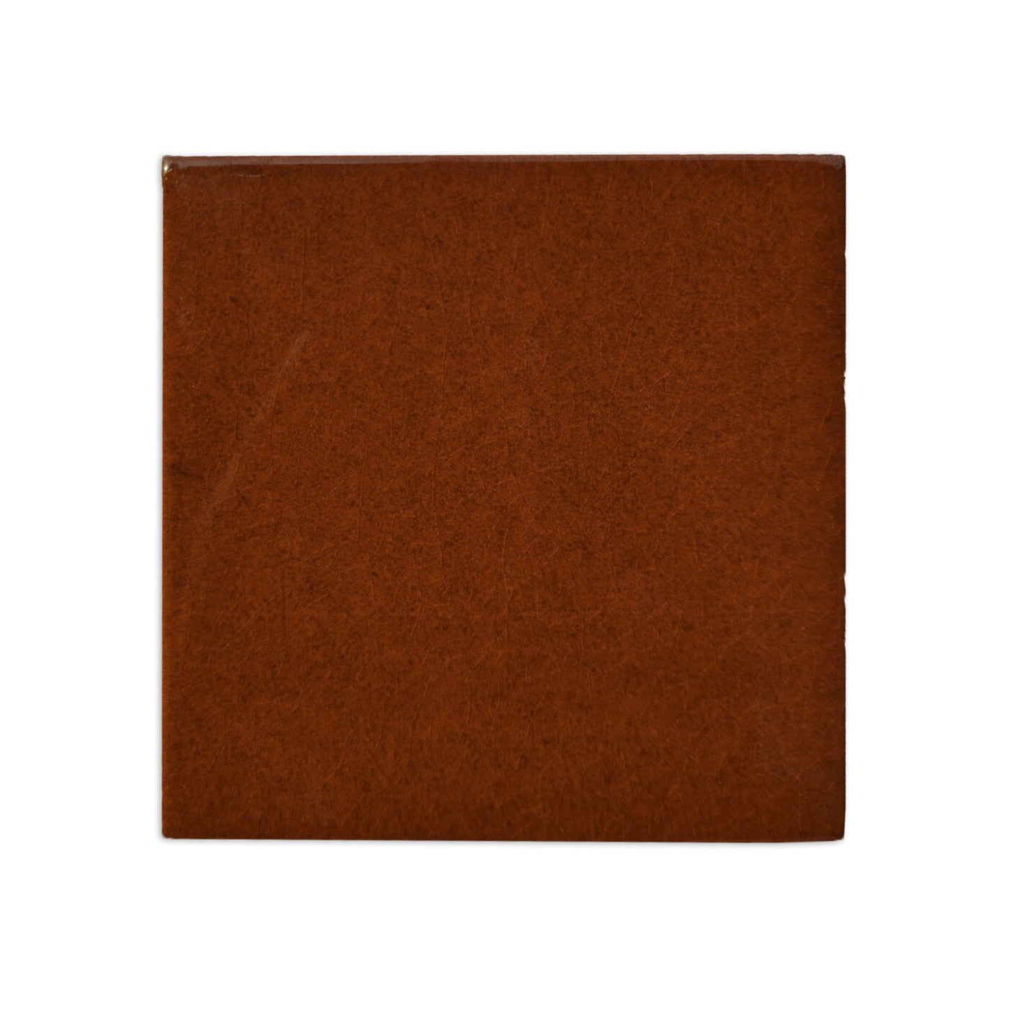 Brown square sample tile by Clay Imports with a textured surface and subtle crackle finish.