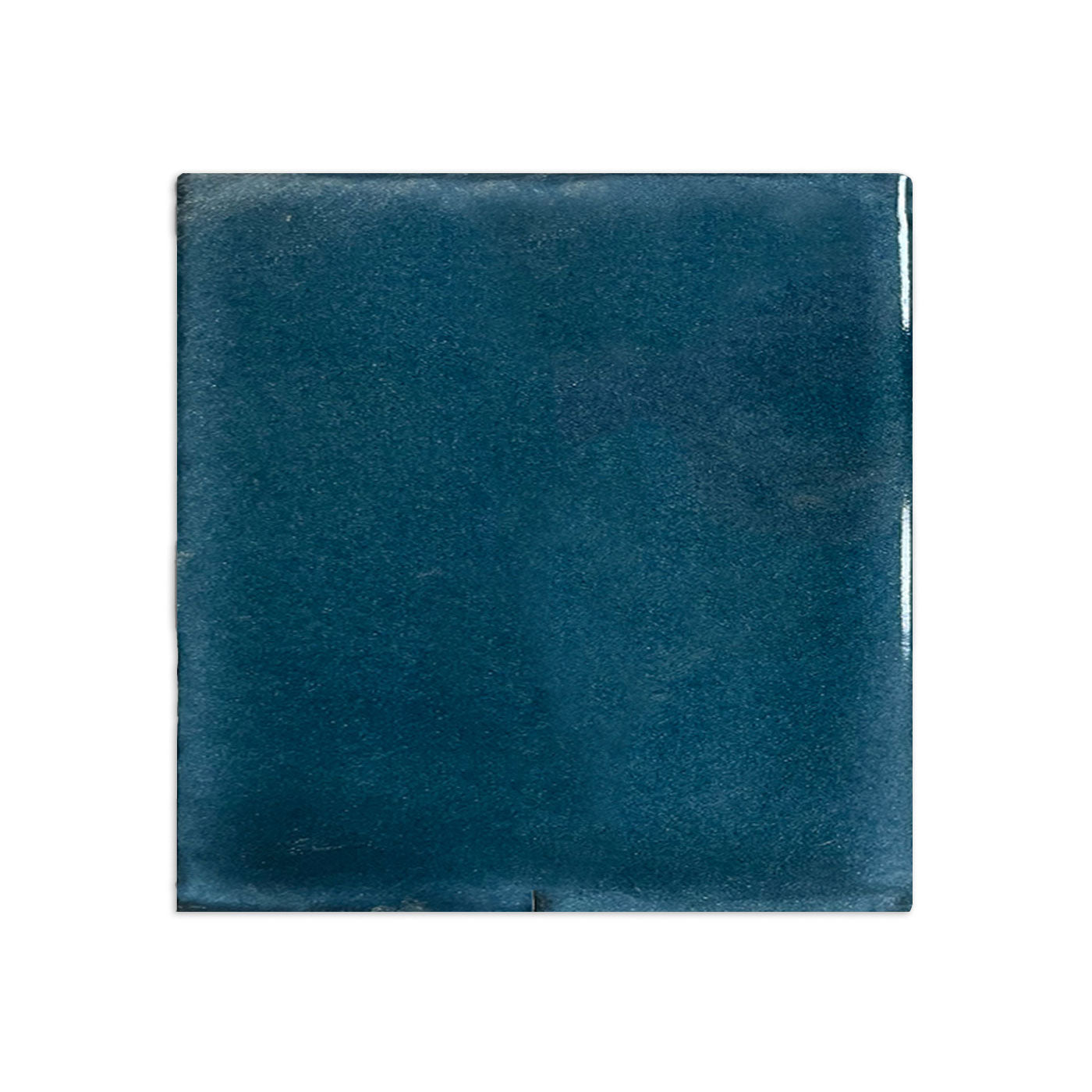 A dark teal 4.25x4.25 inch sample tile by Clay Imports with a subtle texture and slightly irregular edges.