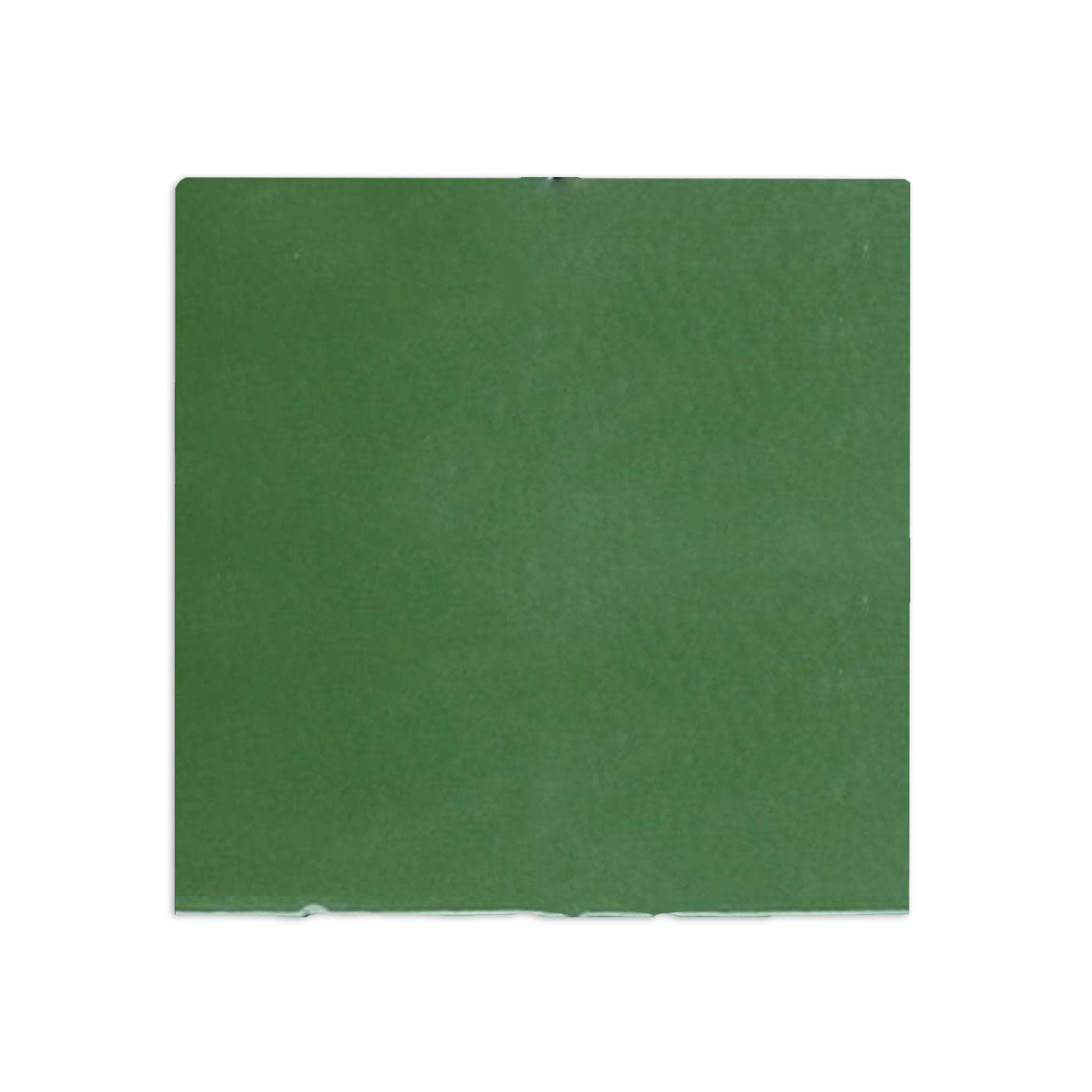 Lucky green 4x4 Saltillo Zellige sample tile by Clay Imports with a matte, textured surface and slightly irregular edges.