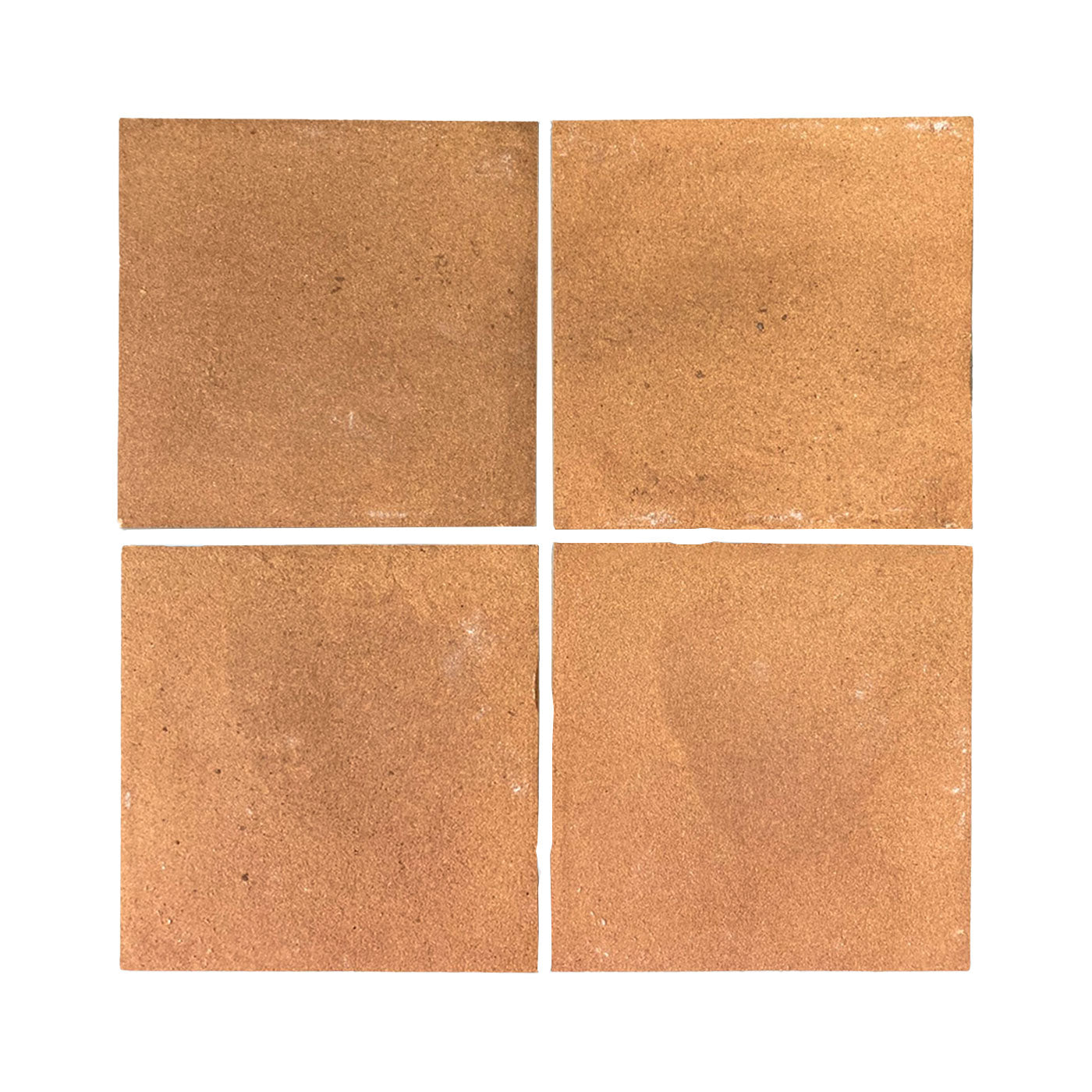Four Cotto Sienna tile samples by Clay Imports, reddish-brown and textured, arranged in a 2x2 grid.