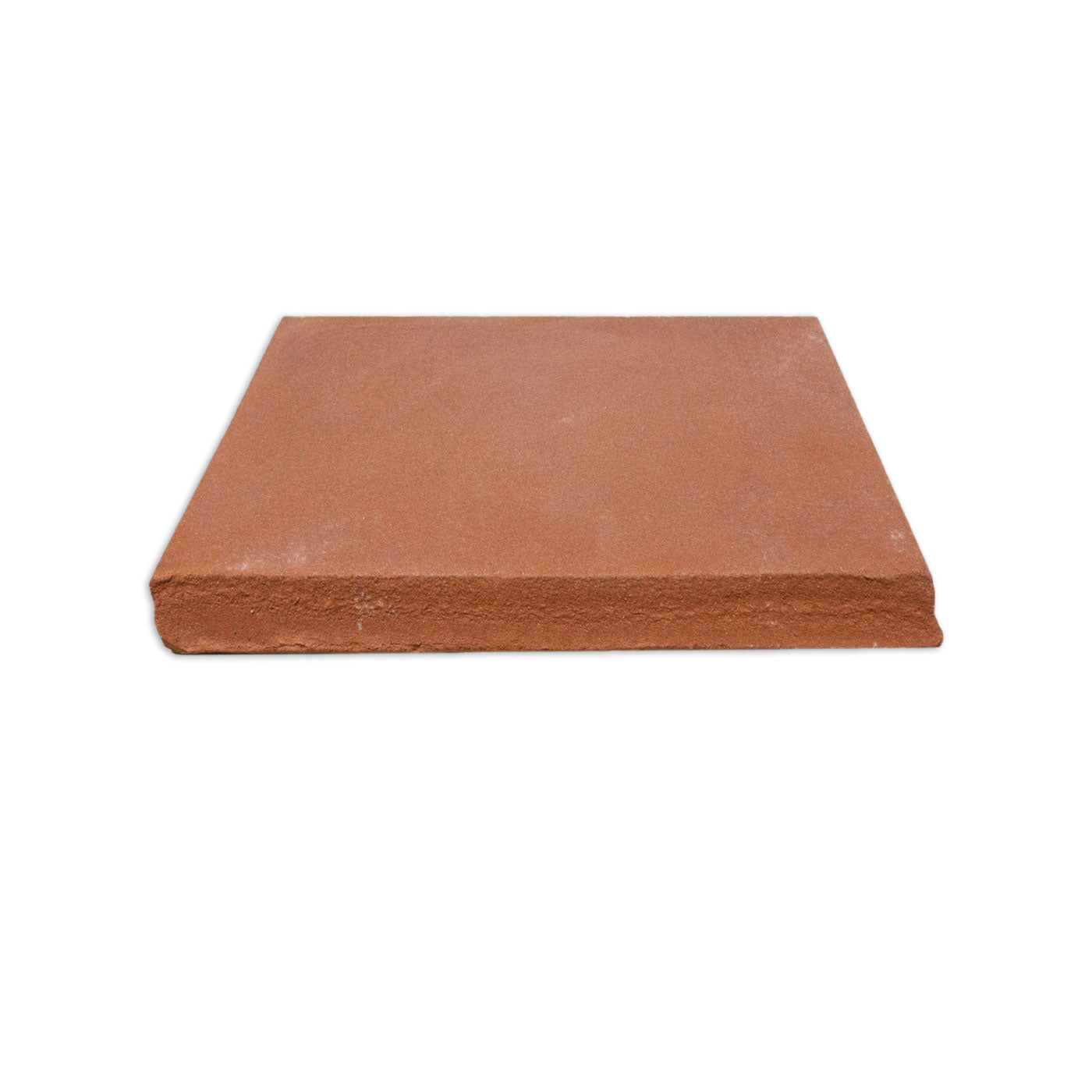 Reddish-brown Cotto Tierra tile sample 4.25x4.25 by Clay Imports, shown in a side view with a textured finish.