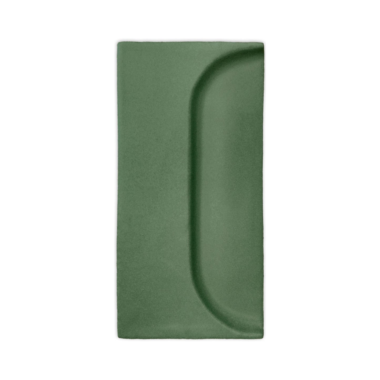 Green rectangular sample tile by Clay Imports, featuring a subtle oval-shaped curved indentation.