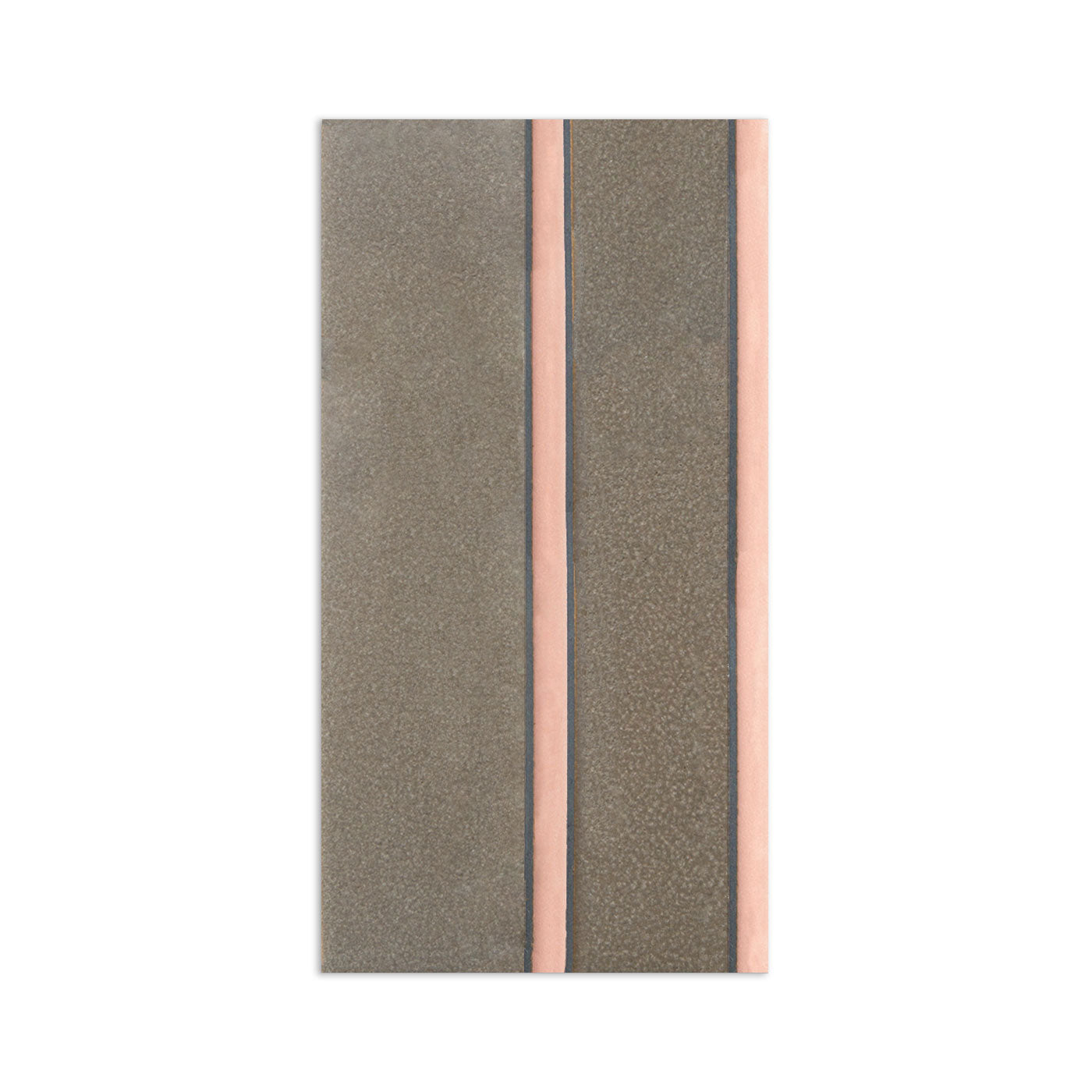 Textured gray-brown tile extender by Clay Imports with two vertical peach stripes.