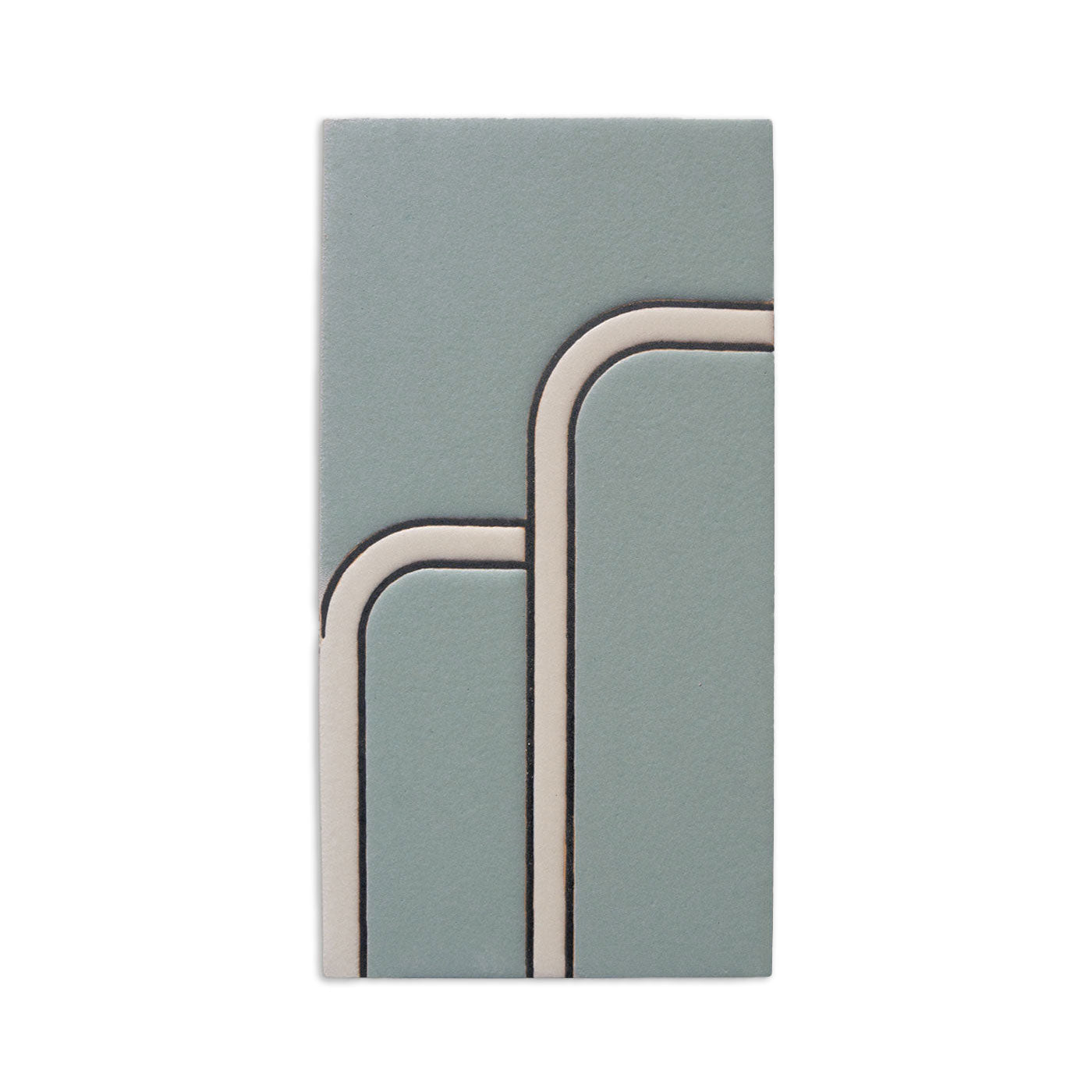 Blue-green Bonjour Short Extender Twine sample tile by Clay Imports featuring two raised white and black curved lines.