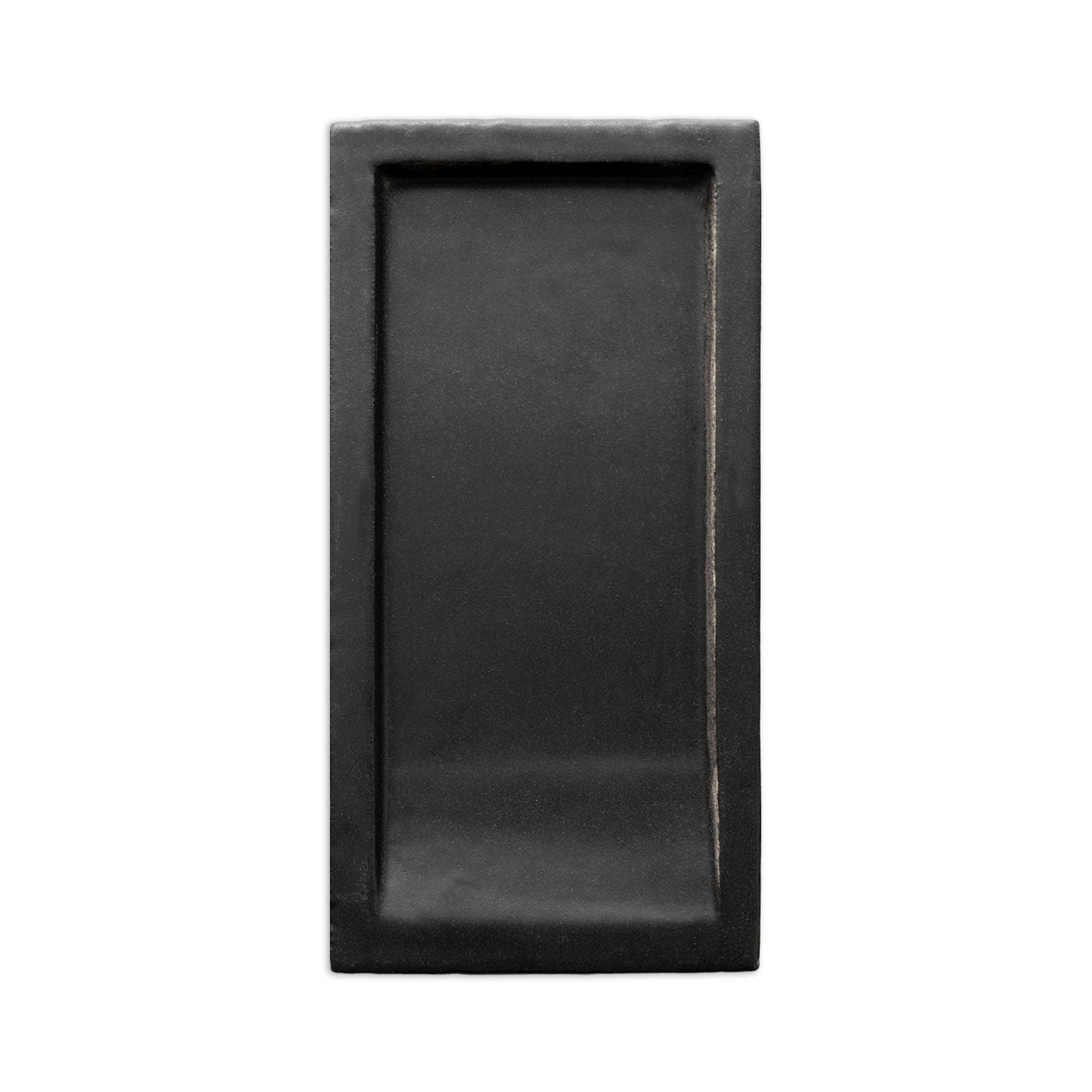 Black suede-like tile by Clay Imports, a rectangular piece with a deeply recessed center.