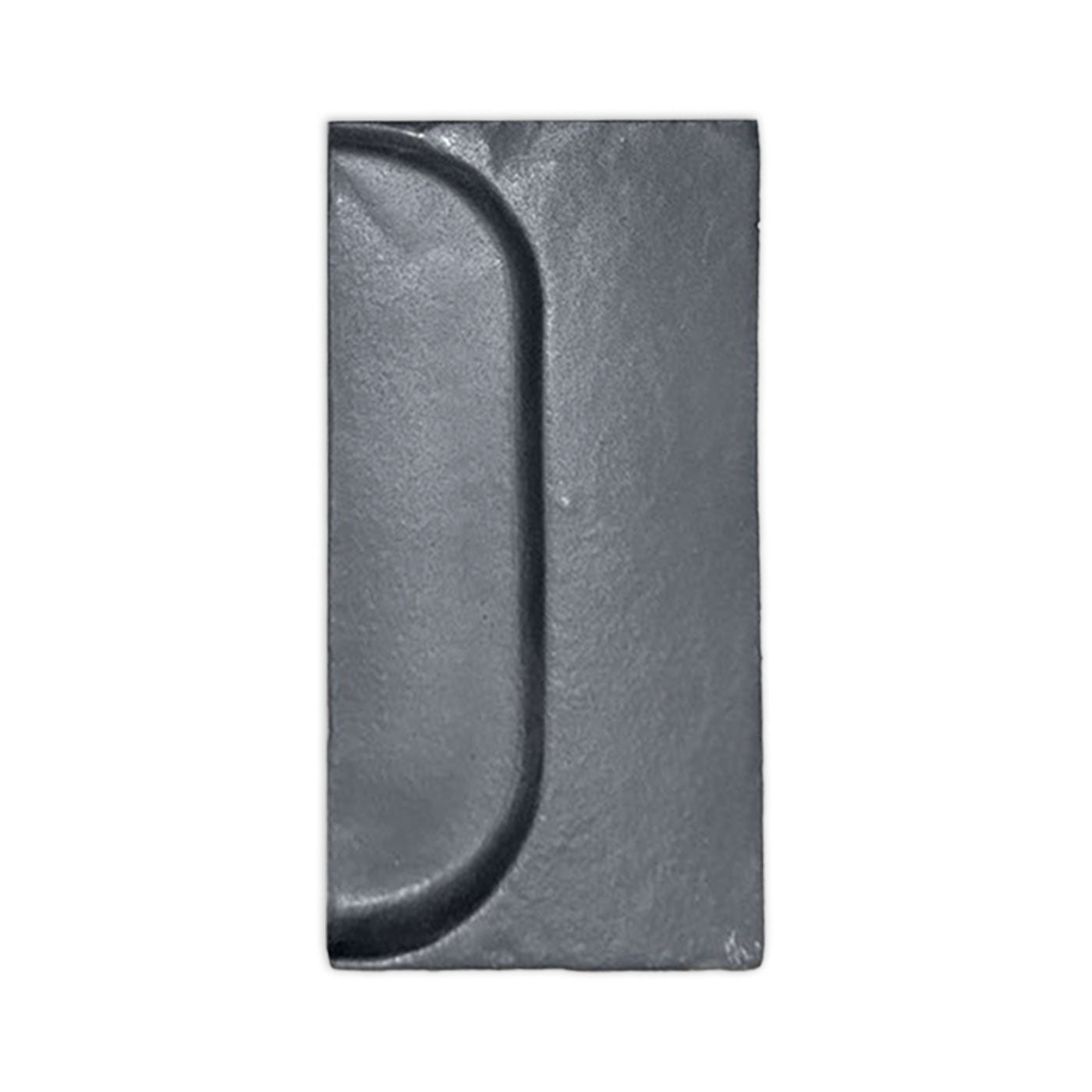 Dark gray textured rectangular sample by Clay Imports with a raised curved channel design.