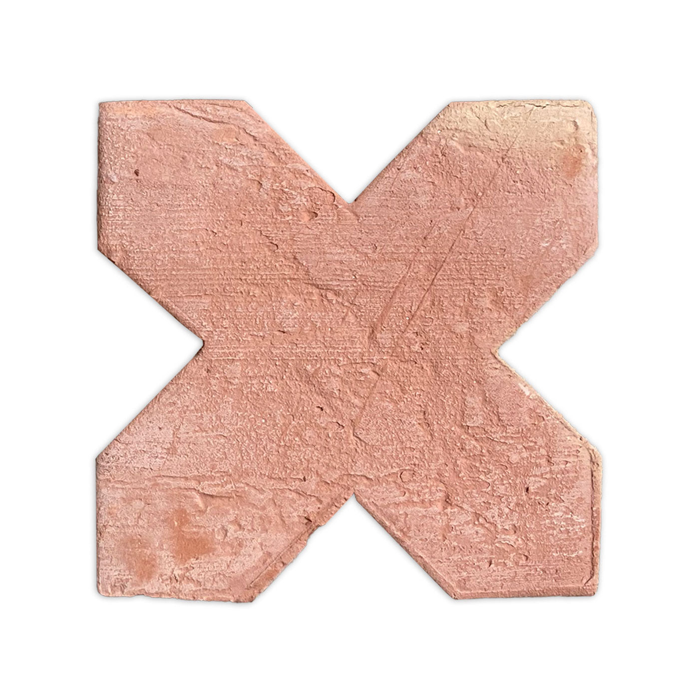 Terra cotta antique matte cross tile by Clay Imports, with a rough, textured surface.