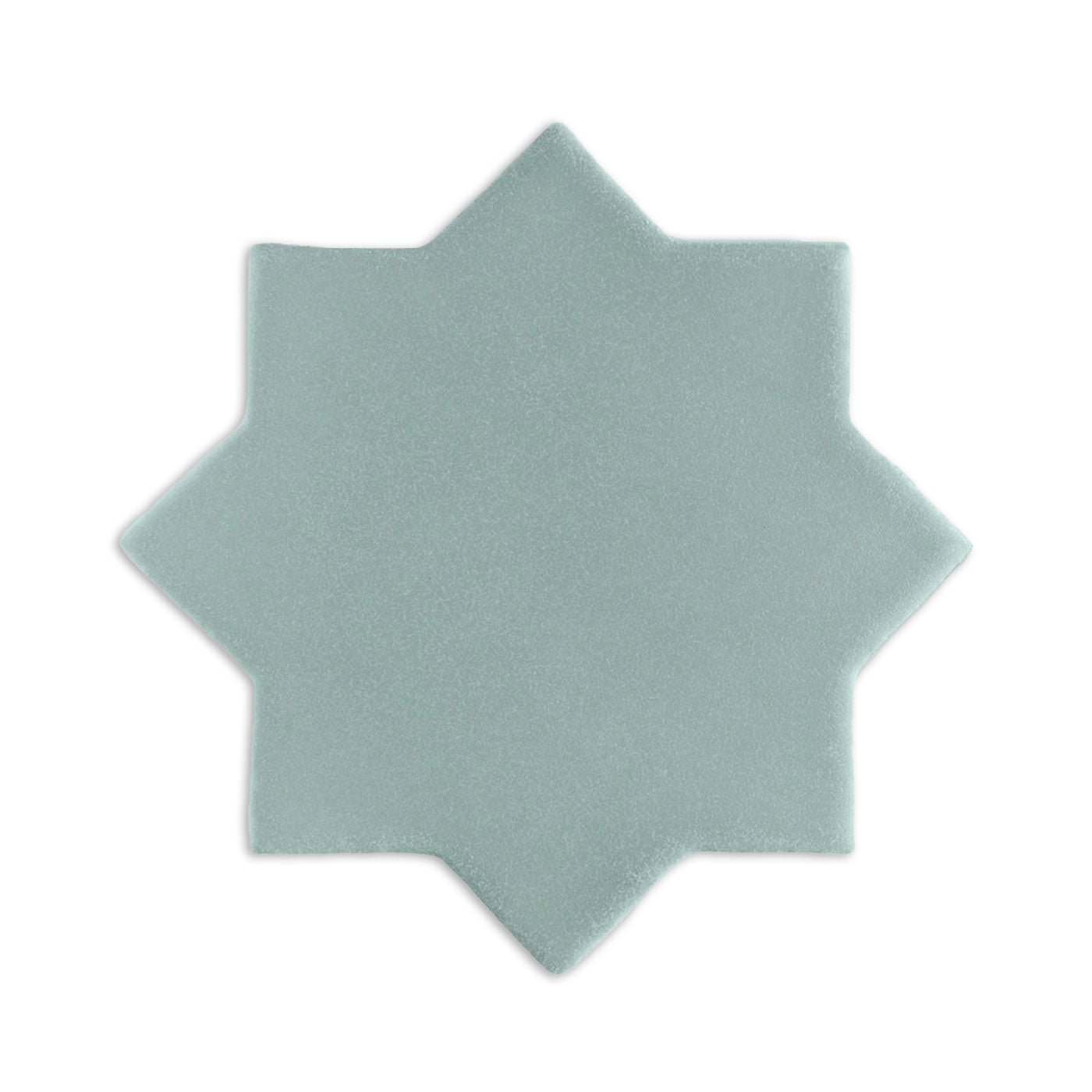 Pale blue-green eight-pointed star clay tile by Clay Imports with a matte, slightly textured finish.