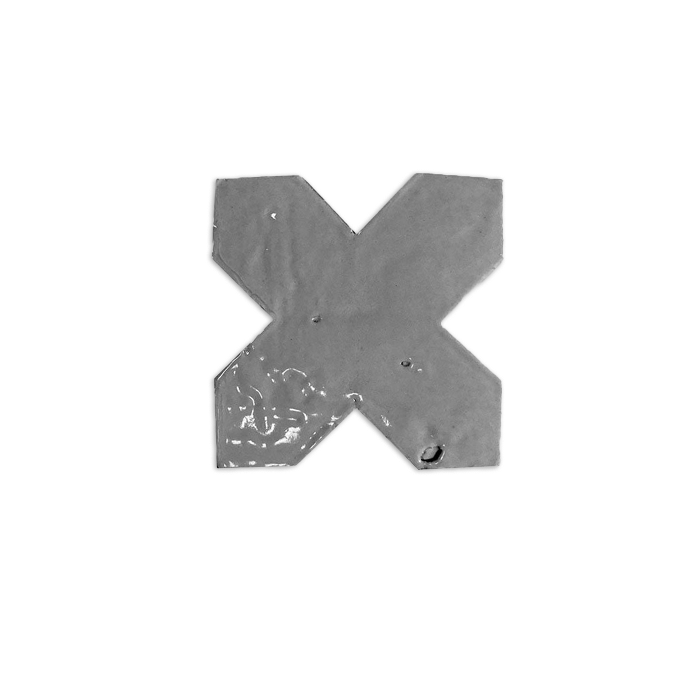 Driftwood Gray glazed Star & Cross tile by Clay Imports, featuring a single textured cross shape.