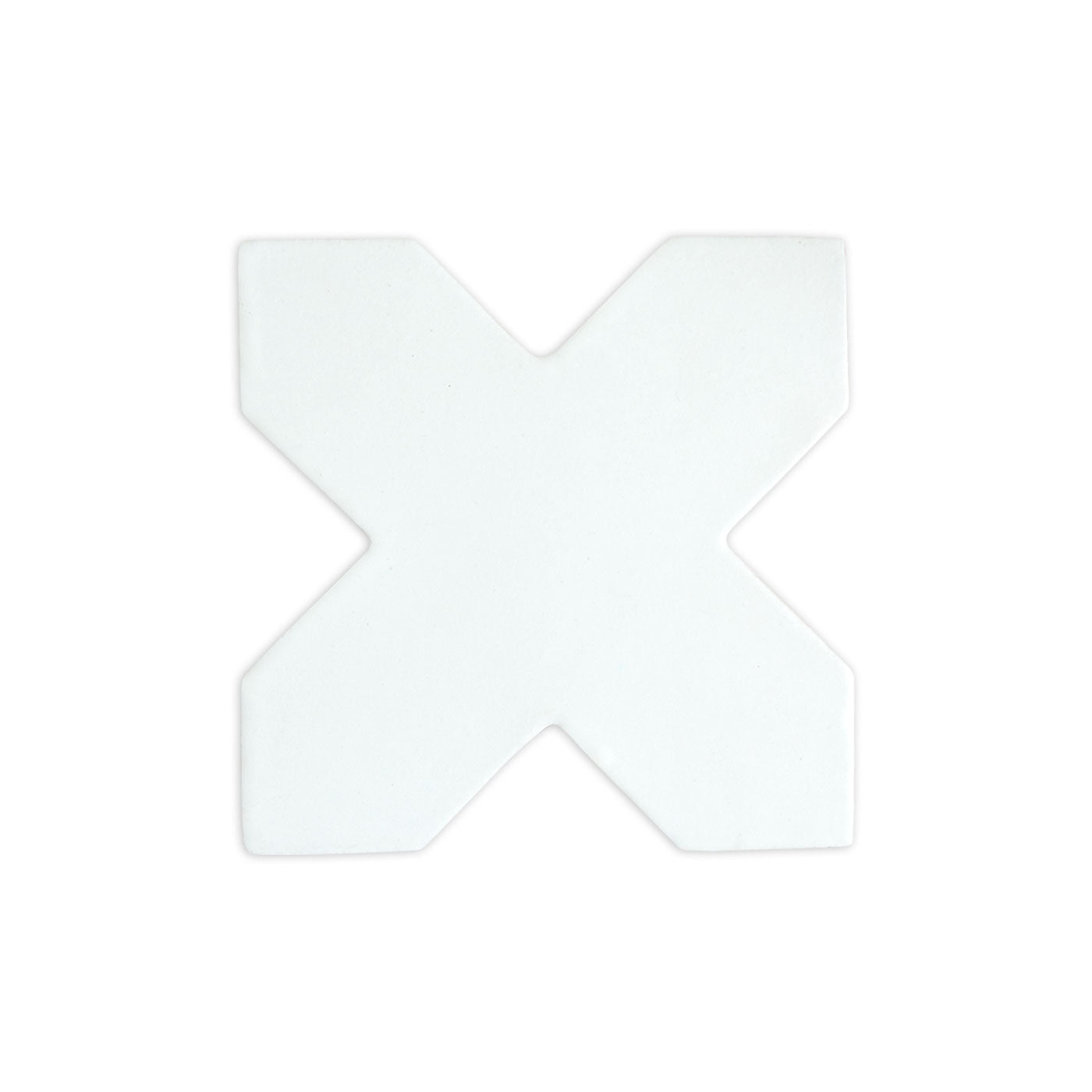 White X-shaped clay tile by Clay Imports with a matte finish.