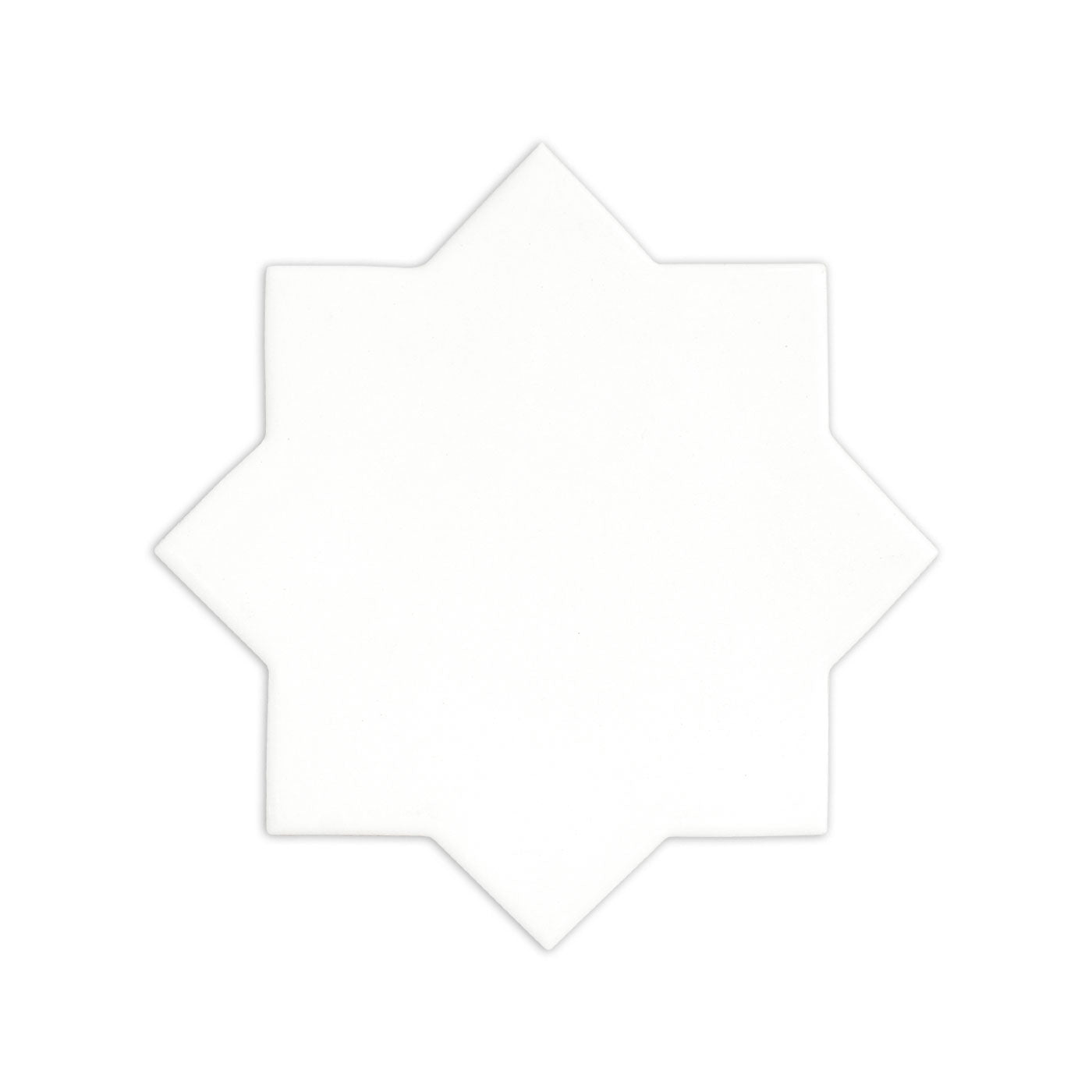 White Star T-Shirt by Clay Imports, a smooth eight-pointed star shape with defined edges, casting a subtle shadow.