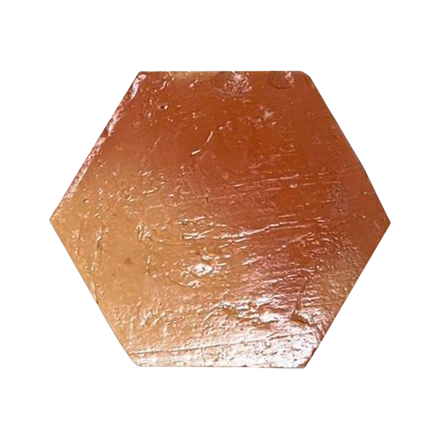 Reddish-brown Hexagon Sample Tile with Antique Gloss finish by Clay Imports Saltillo Tile, featuring a textured surface.