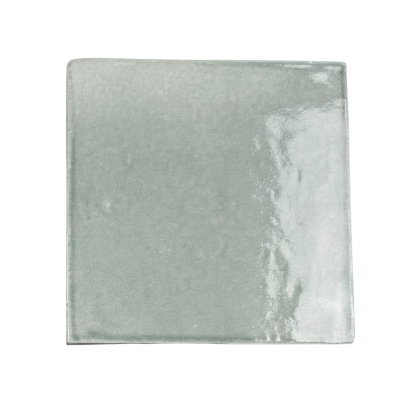 Light arctic gloss grey square tile sample by Clay Imports with a subtle textured surface and glossy sheen.