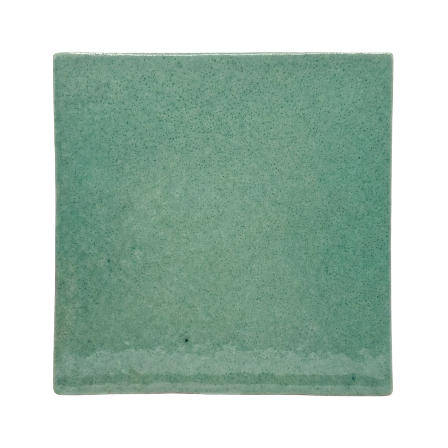 Jade Glazed Cotto Pool Waterline Tile by Clay Imports, square with speckled texture and rounded top edges.
