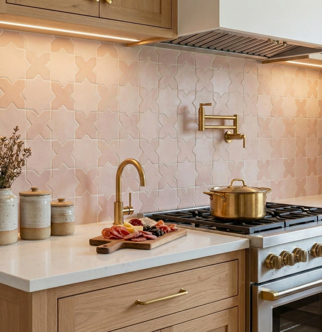 Star & Cross Opaque Tile – Peachy Tan California Modern Terracotta