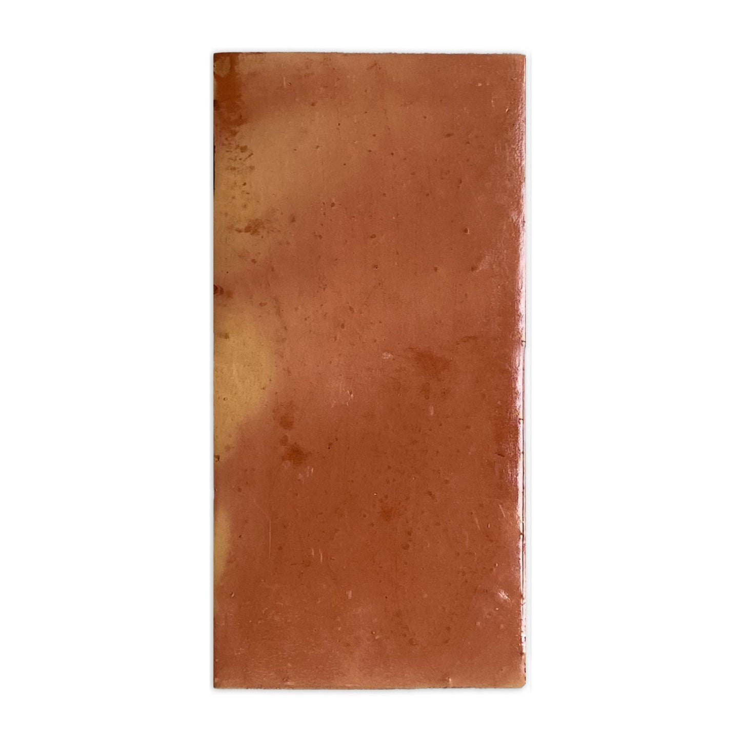 Smooth Gloss 6x12 sample tile by Clay Imports, featuring reddish-brown color with yellowish-brown variations and a smooth, glossy texture.