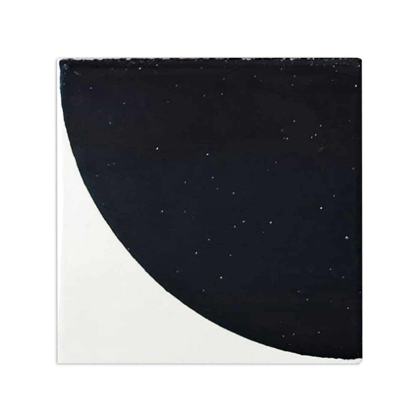 Deep Black Quarter Circle Pool Waterline by Clay Imports, glossy and speckled on a white tile.