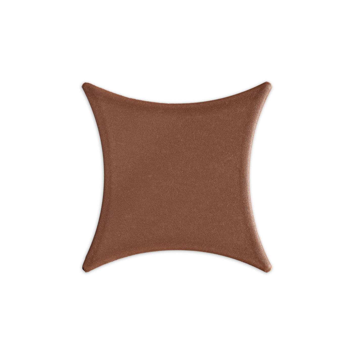 Brown Rombo tile sample by Clay Imports with concave sides and pointed corners.