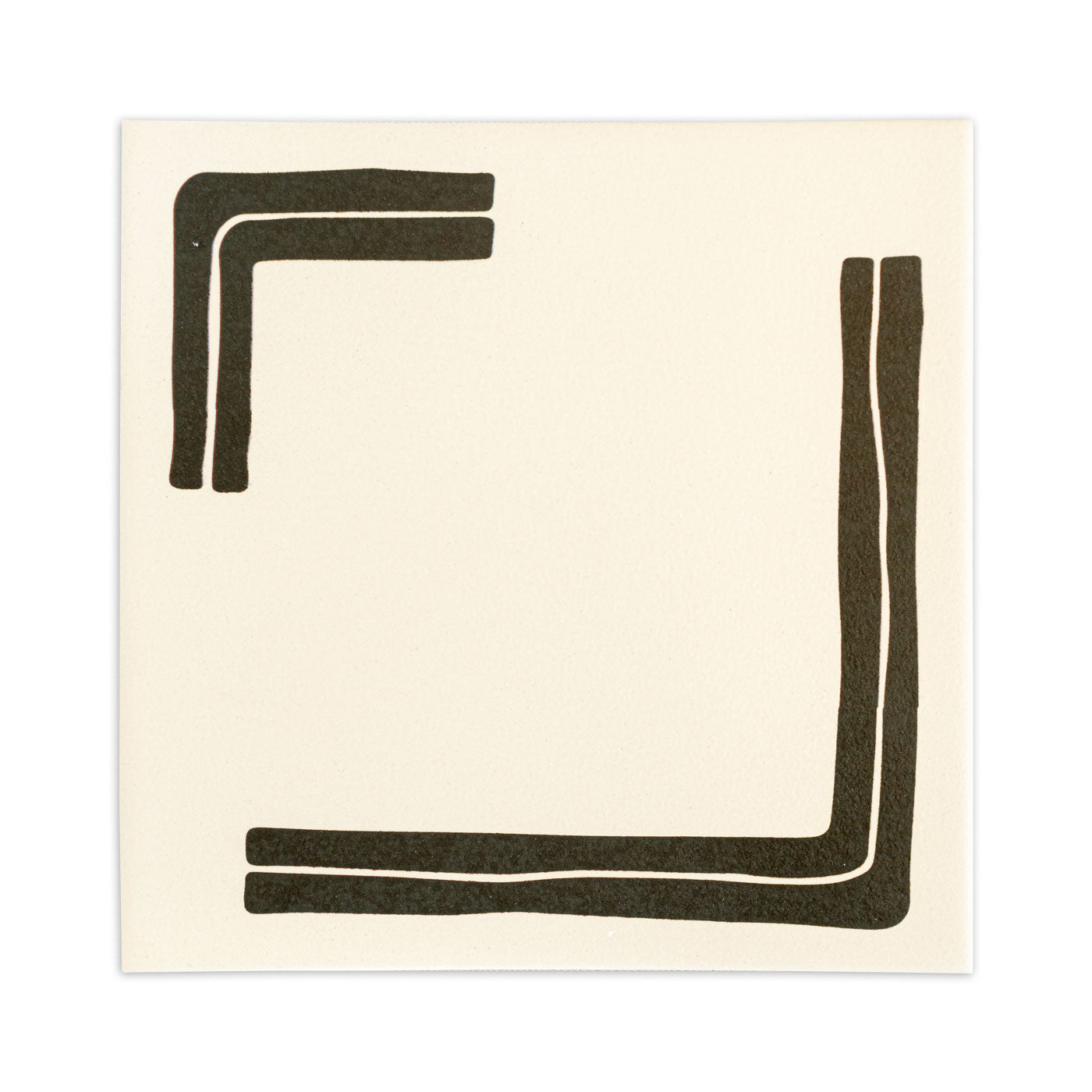 A square sample by Clay Imports with a champagne background and black lines forming a fragmented geometric cube outline.
