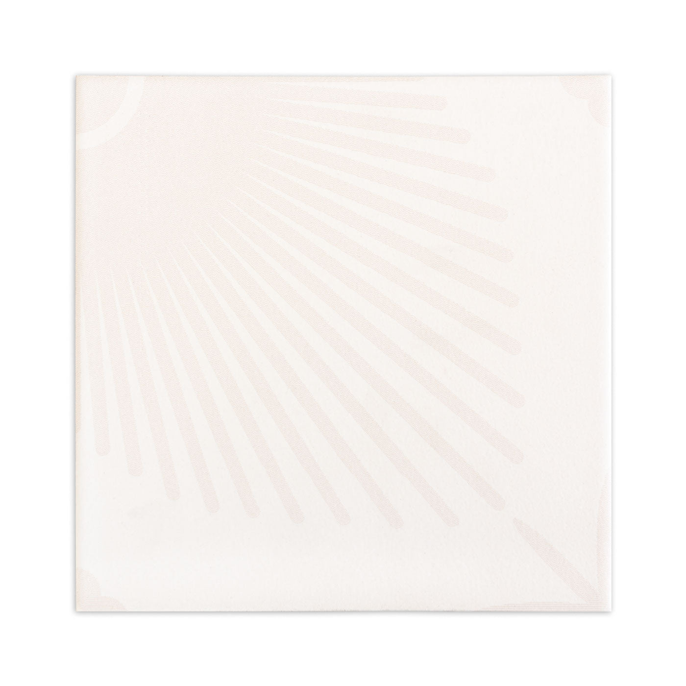 Square sample tile in Champagne White Dew by Clay Imports, featuring a faint radiating dotted pattern from the top-left.