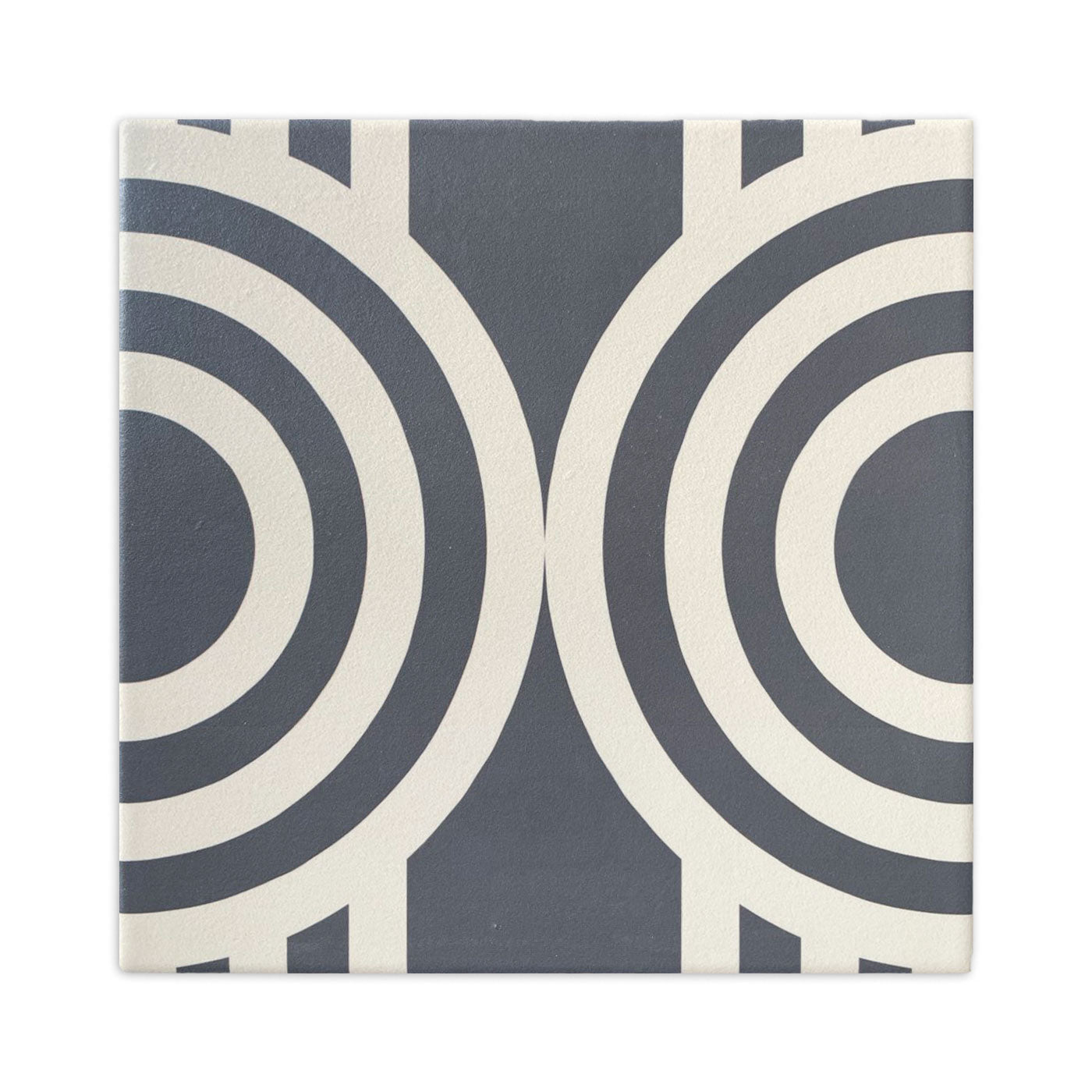 Etla Eggplant bundle by Clay Imports, featuring a gray and cream geometric tile with concentric arcs.