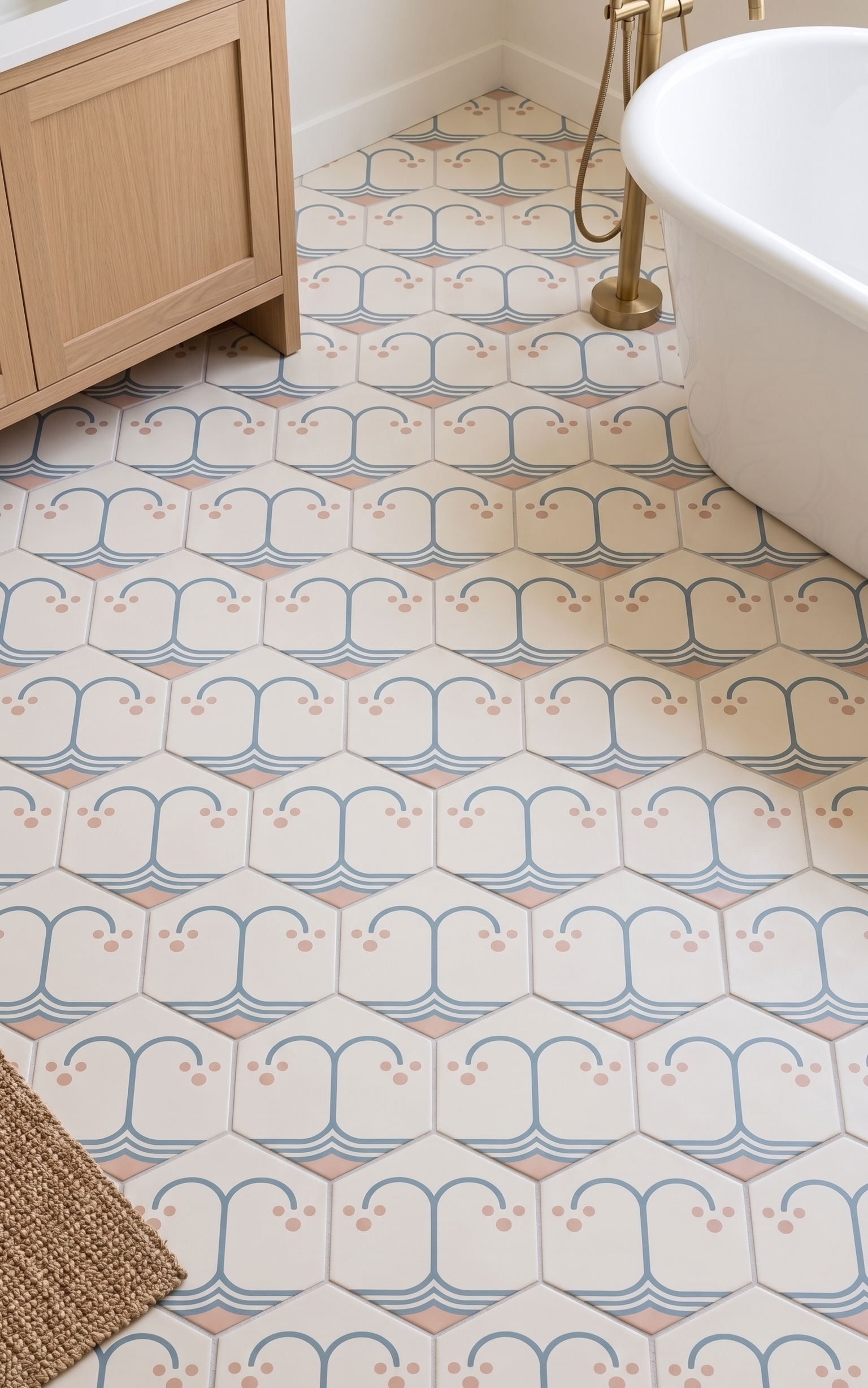Unique Pattern Hexagon Tile - Naranjas Midnight 8