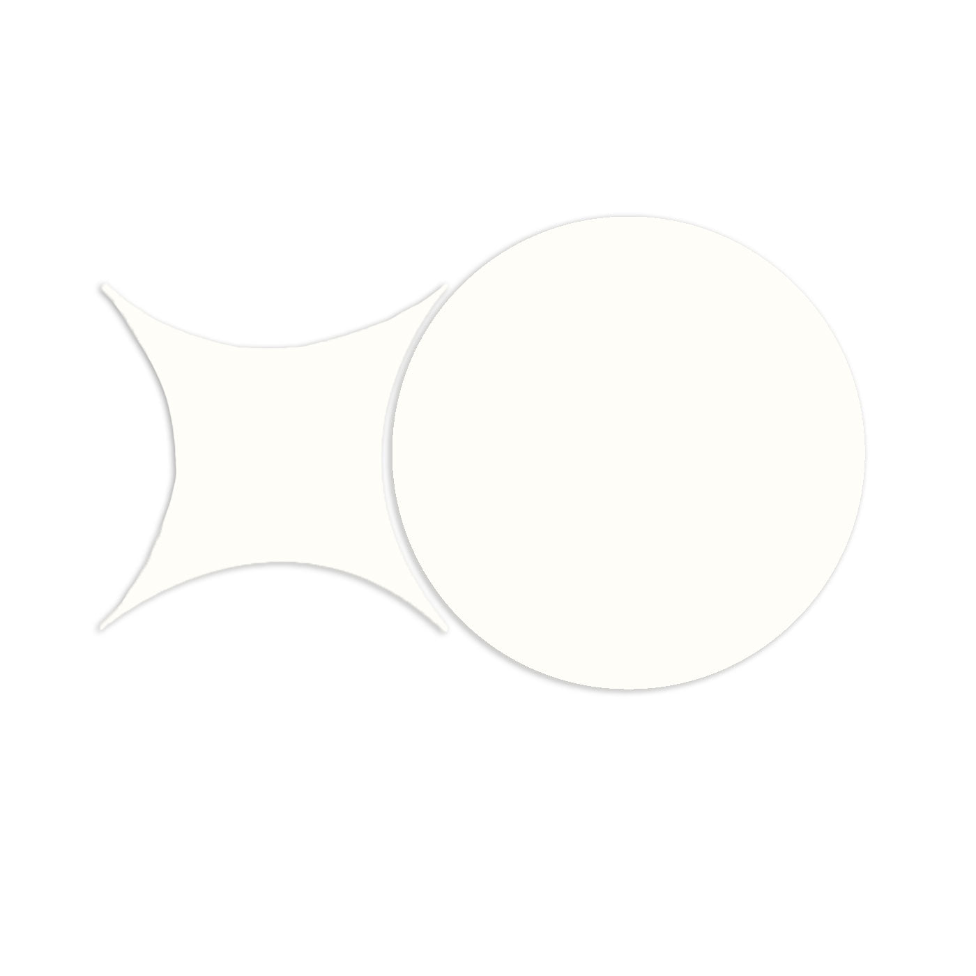 Off-white Rombo and Circle elements by Clay Imports, shown overlapping with soft shadows.