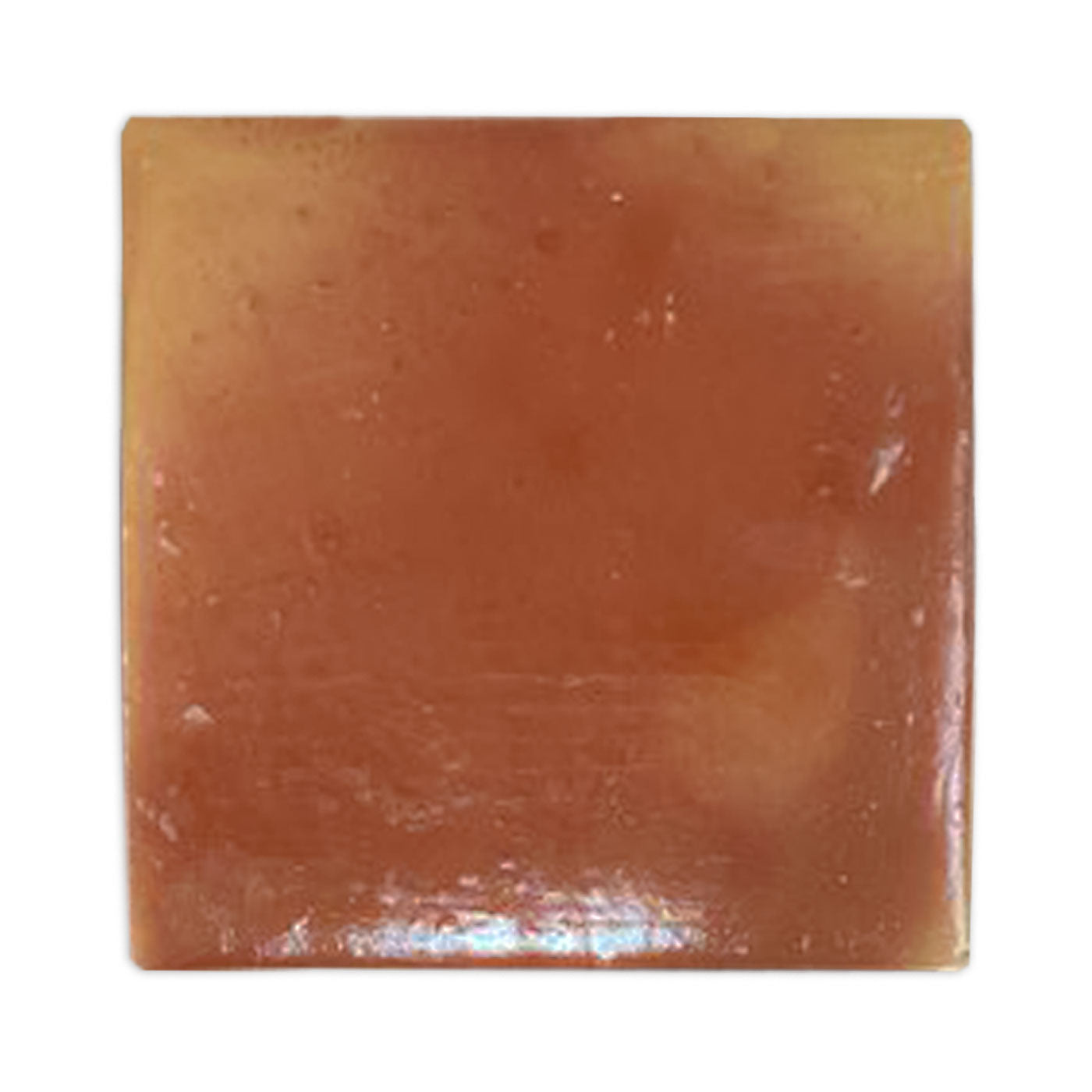 A square terracotta tile sample by Clay Imports with a smooth, glossy finish and subtle color variations.