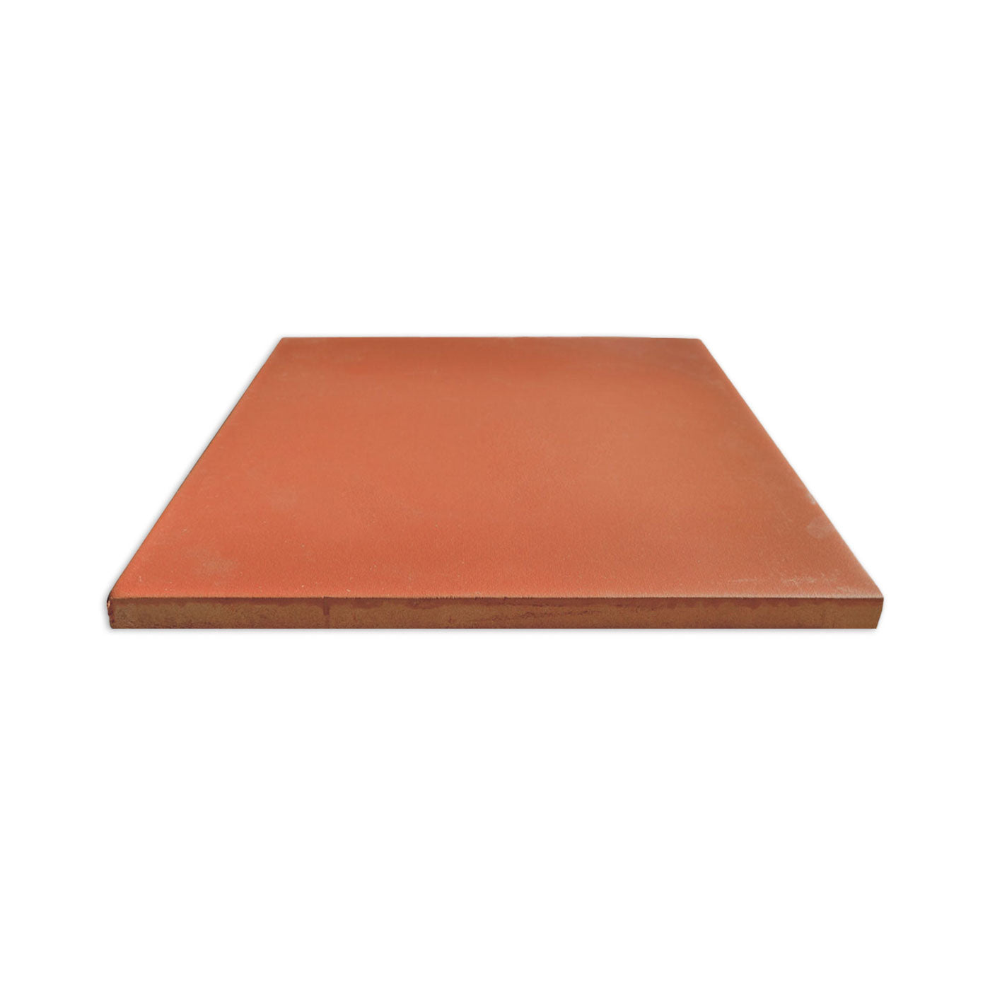 Reddish-brown 8x8 solid tile by Clay Imports, angled to show its flat surface and exposed side.