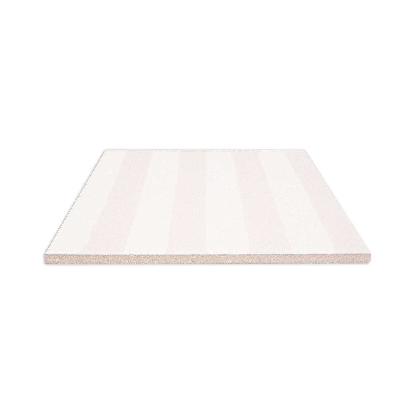 Linot Moon Pattern Tile by Clay Imports with alternating light beige and off-white stripes, shown in a low-angle side view.