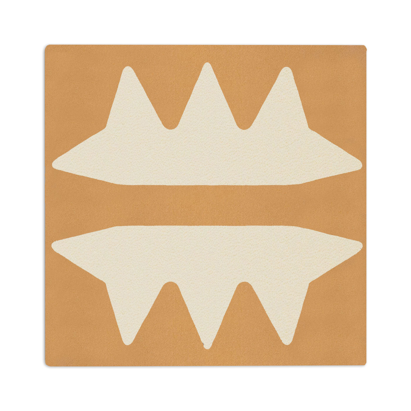 Textured tan square tile sample by Clay Imports featuring an abstract cream geometric pattern.