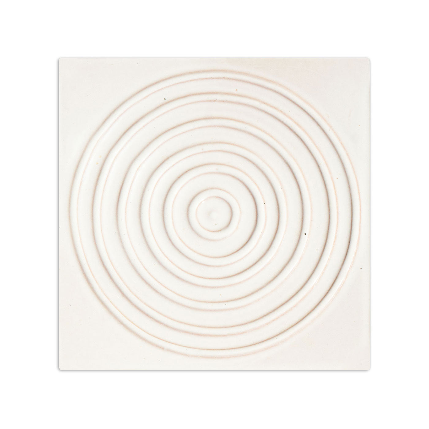 White square tile by Clay Imports from the Aurora 6x6 bundle, with a raised concentric circles pattern.