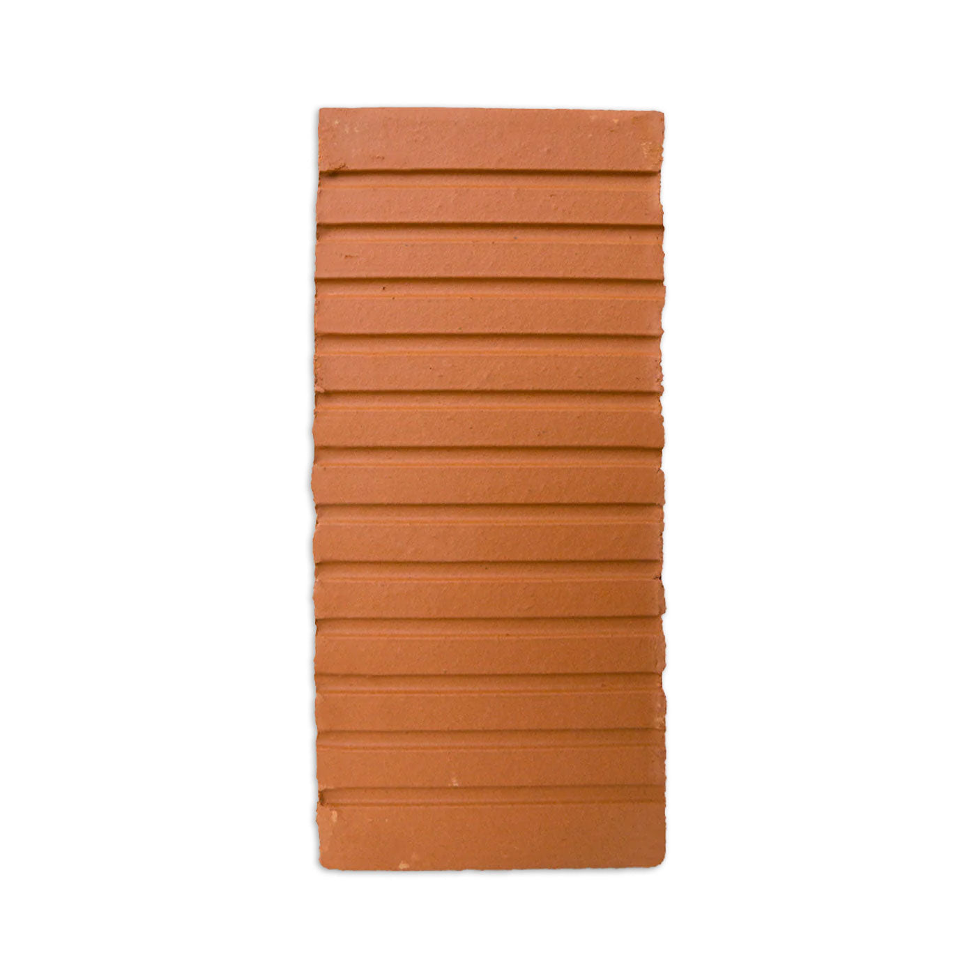 Terracotta Breeze Block Tigre by Clay Imports Breeze Blocks, featuring multiple horizontal ridges and a rough texture.