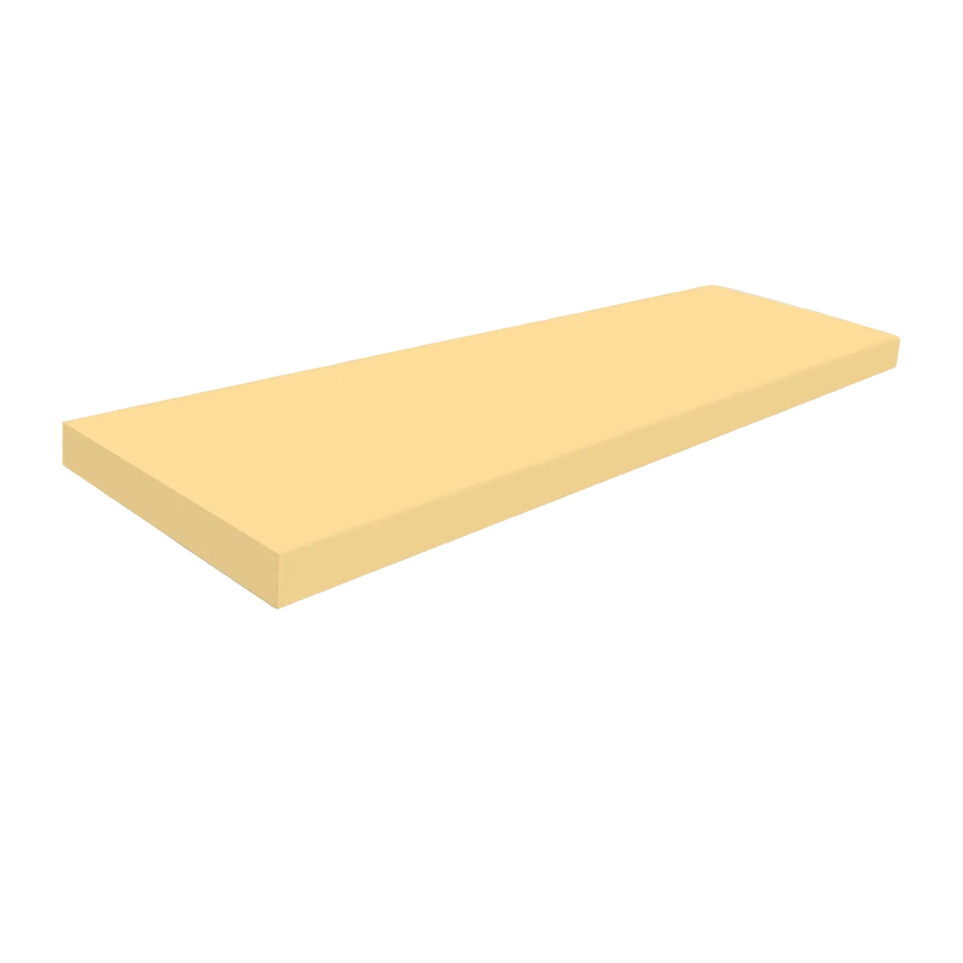 Tumbleweed solid tile trim with glazed edges by Clay Imports, a pale yellowish-brown rectangular piece, viewed at an angle.