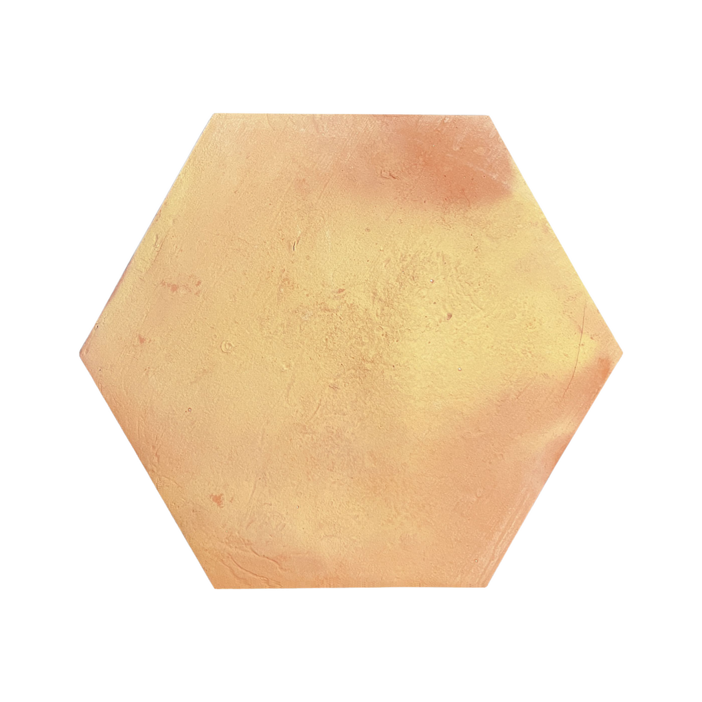 Antique matte hexagon tile by Clay Imports Saltillo Tile, with an earthy, textured, reddish-orange surface.