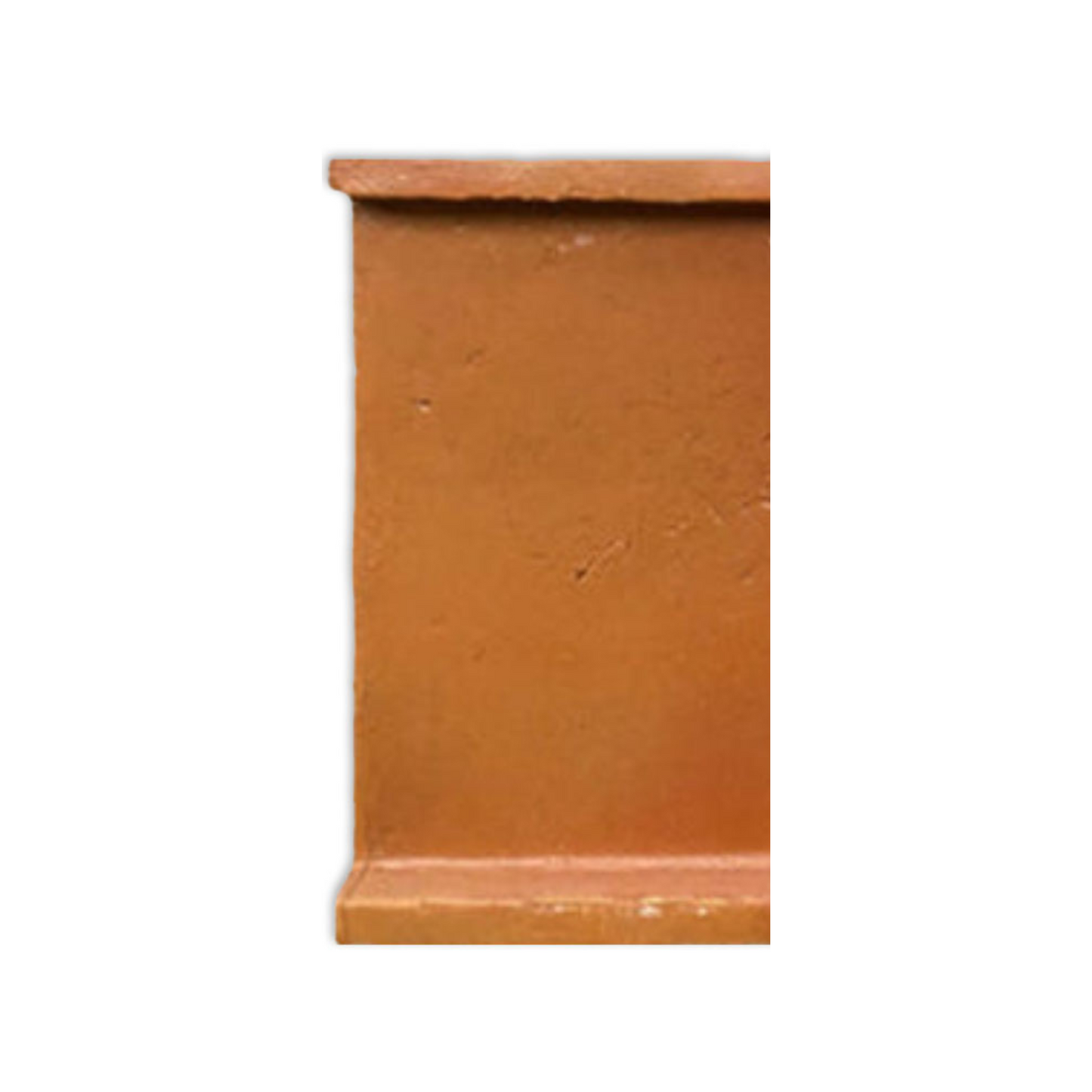 Terracotta antique satin sample tile by Clay Imports, featuring a subtle, knotchy texture in a side view.