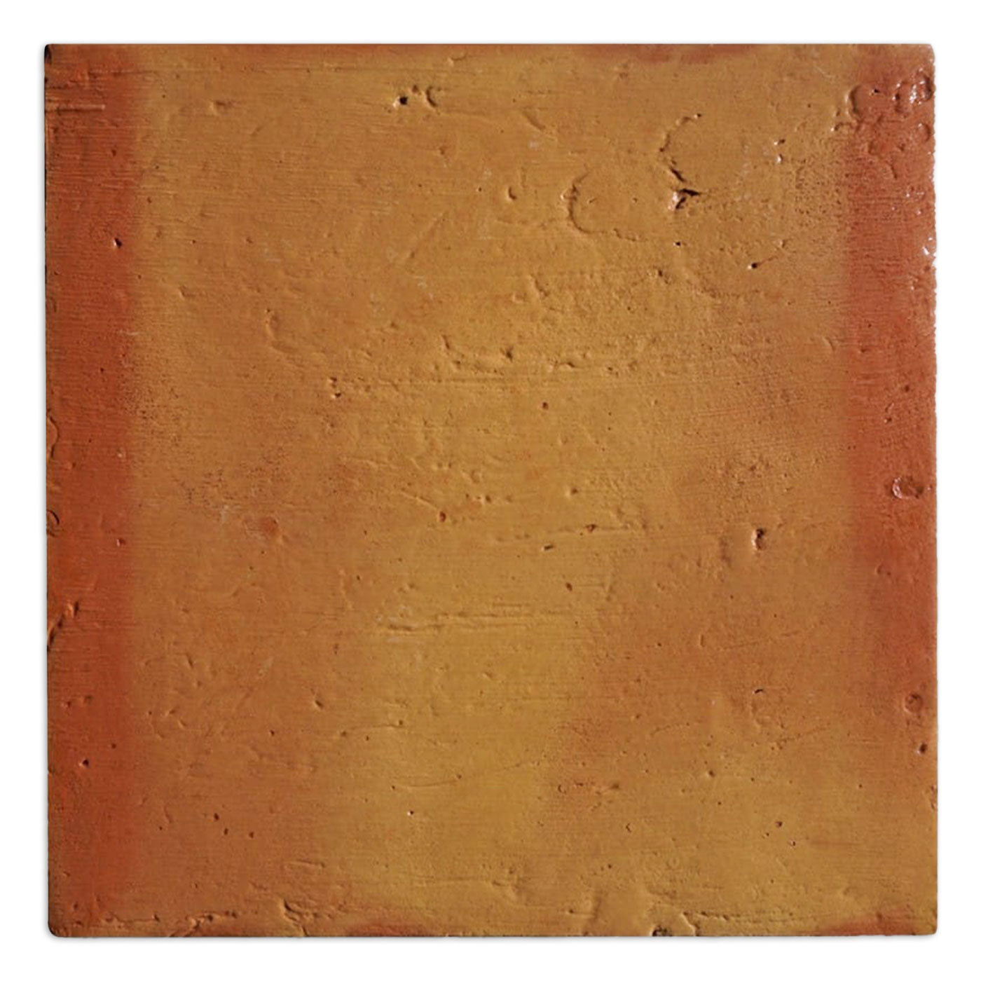 Square terracotta antique gloss sample tile by Clay Imports with a rustic, textured surface and reddish edges.