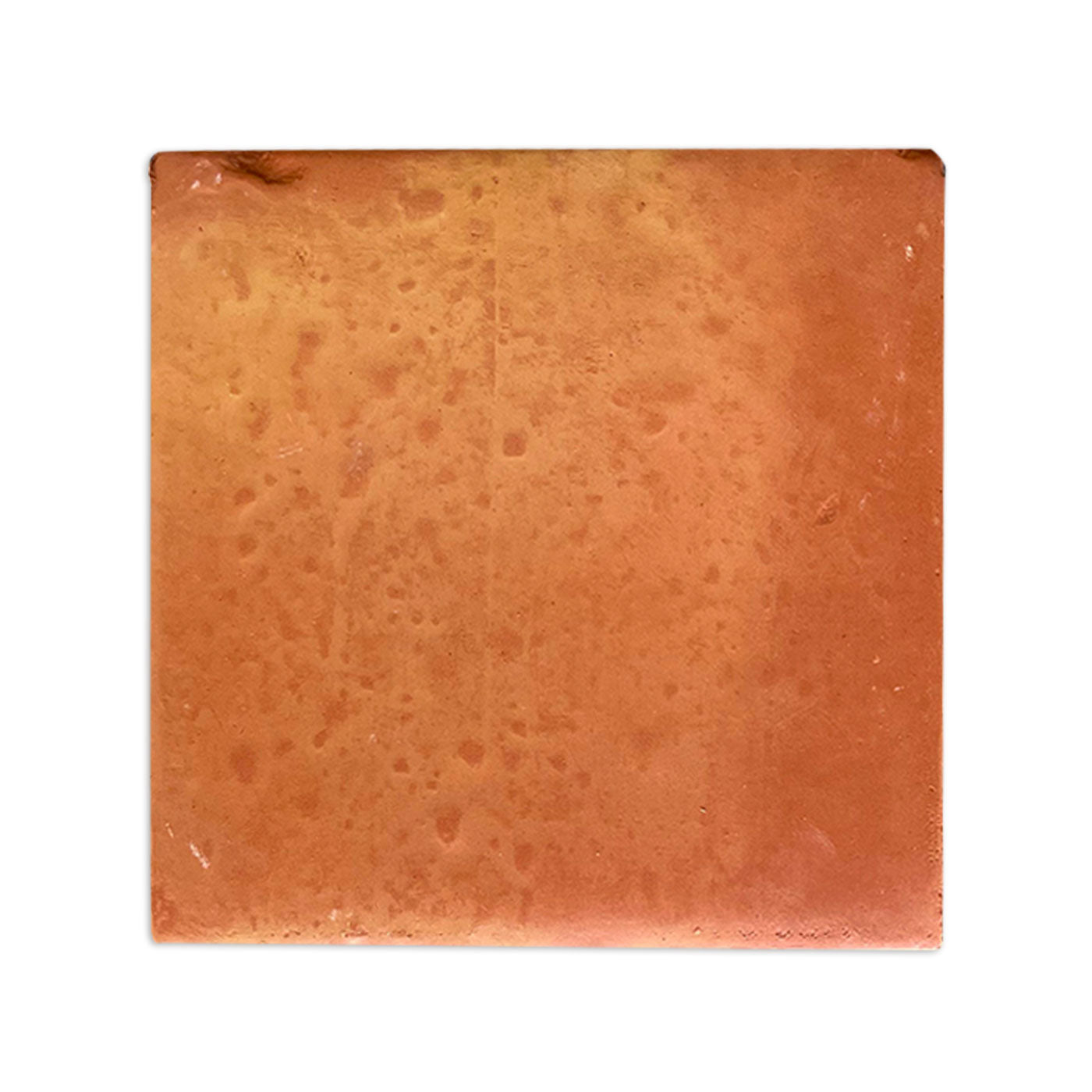 Orange-brown Smooth Satin 6x6 sample tile by Clay Imports with a subtly textured, somewhat varied surface.