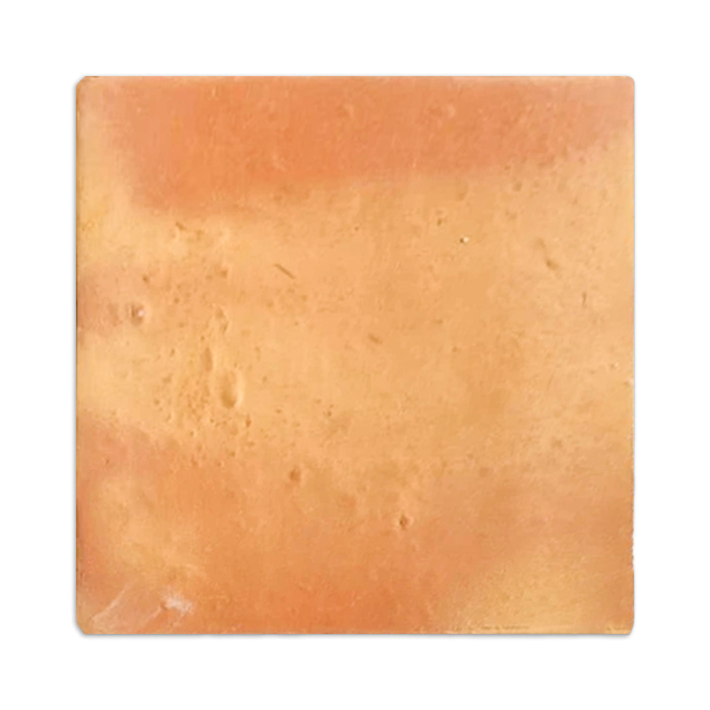 Smooth satin 4x4 sample tile by Clay Imports featuring swirled peach and orange hues and a subtle mottled texture.