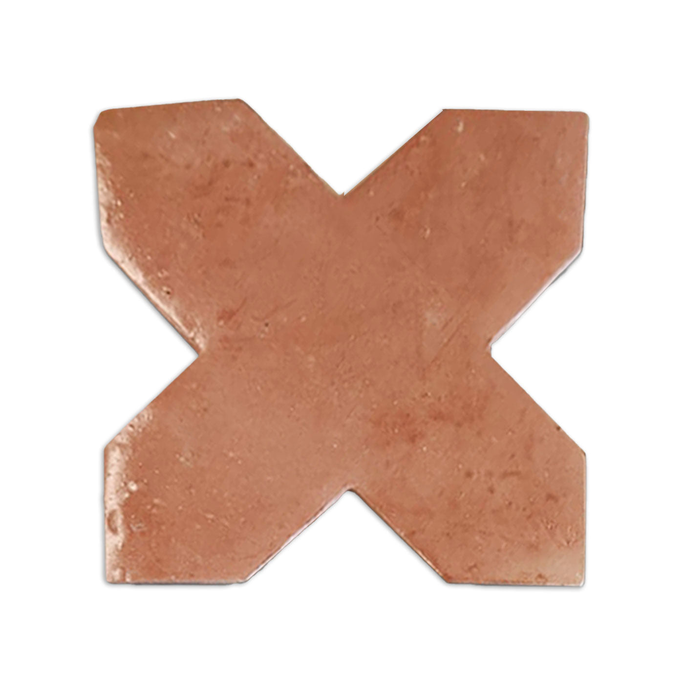 A Smooth Satin Cross tile in terracotta color by Clay Imports, featuring a rustic texture.