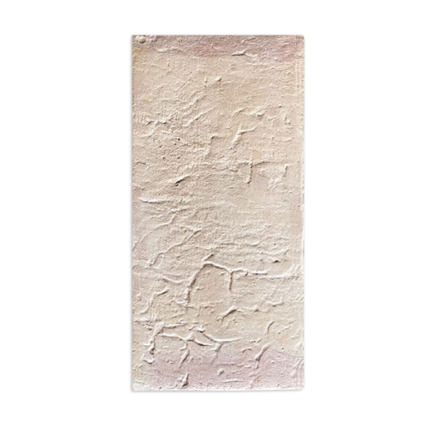 Rectangular antique French Country sample tile by Clay Imports, beige with pinkish tones and deeply textured surface.