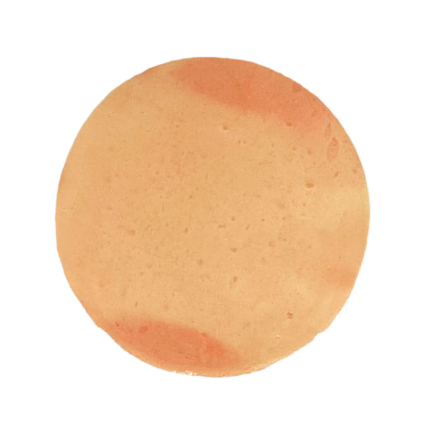 Round light orange Sample Texas Penny tile by Clay Imports with a smooth satin finish and subtle reddish-pink variations.