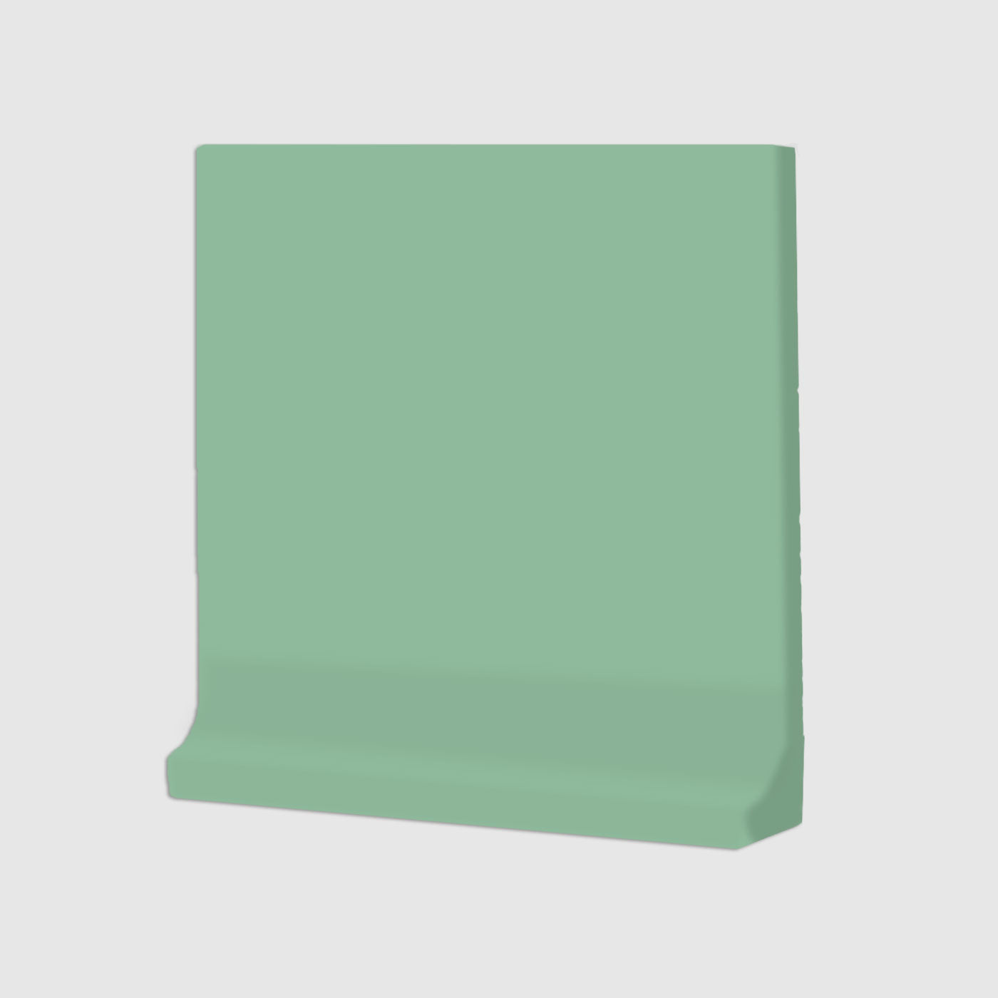 Jade 6x6 cove base tile trim by Clay Imports, featuring a curved bottom profile.