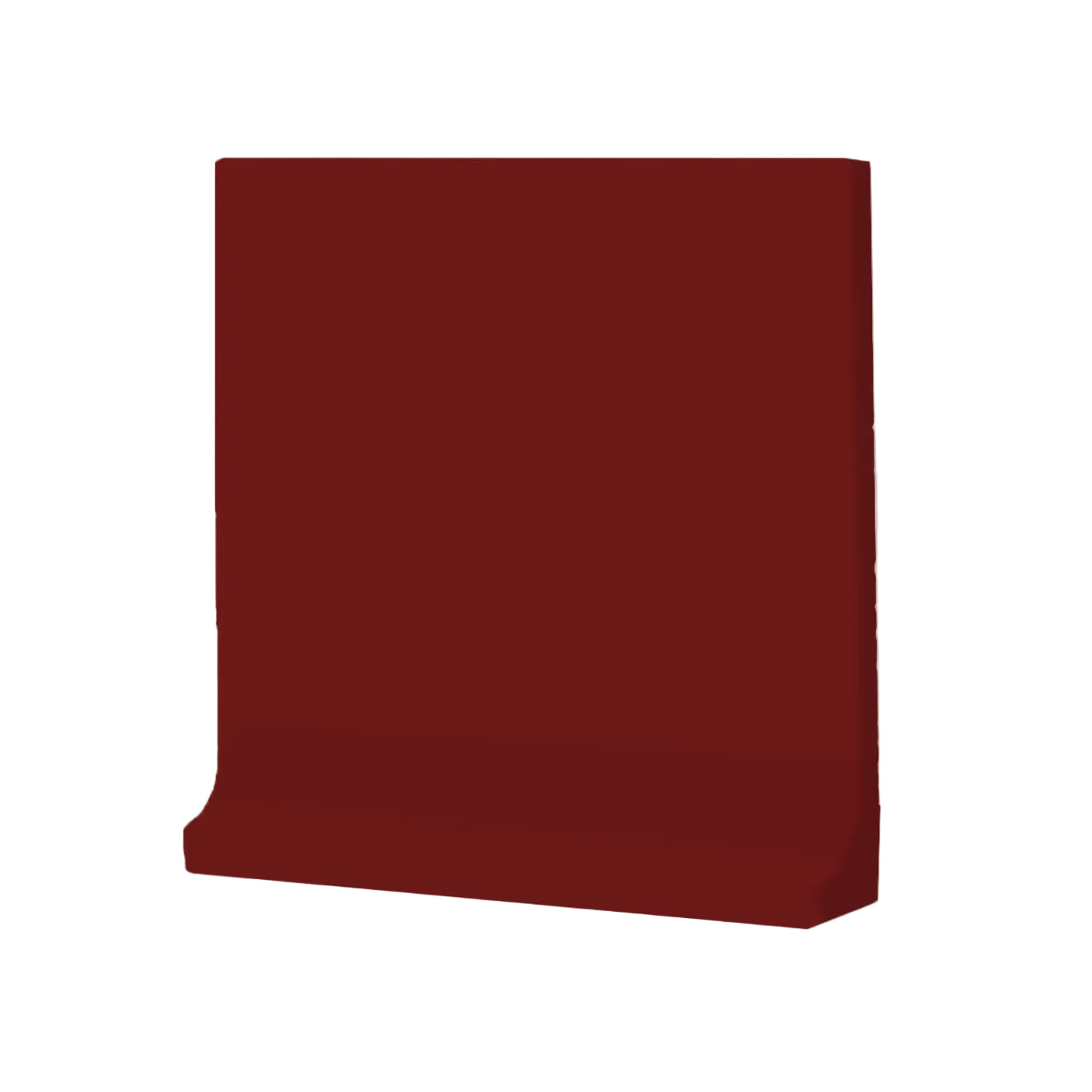 Oxblood dark red cove base by Clay Imports, a smooth solid tile trim.