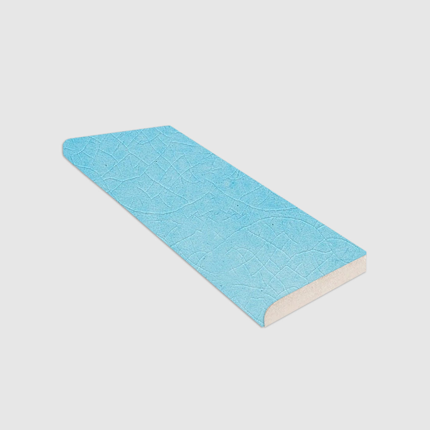 Single Bullnose Aqua Crackle Gloss Tile 2x8
