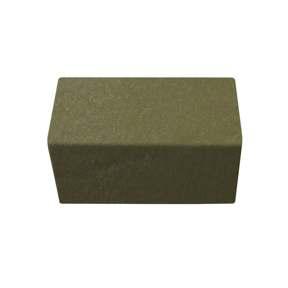 Olive green Solid Tile Trim by Clay Imports with a textured, speckled surface.